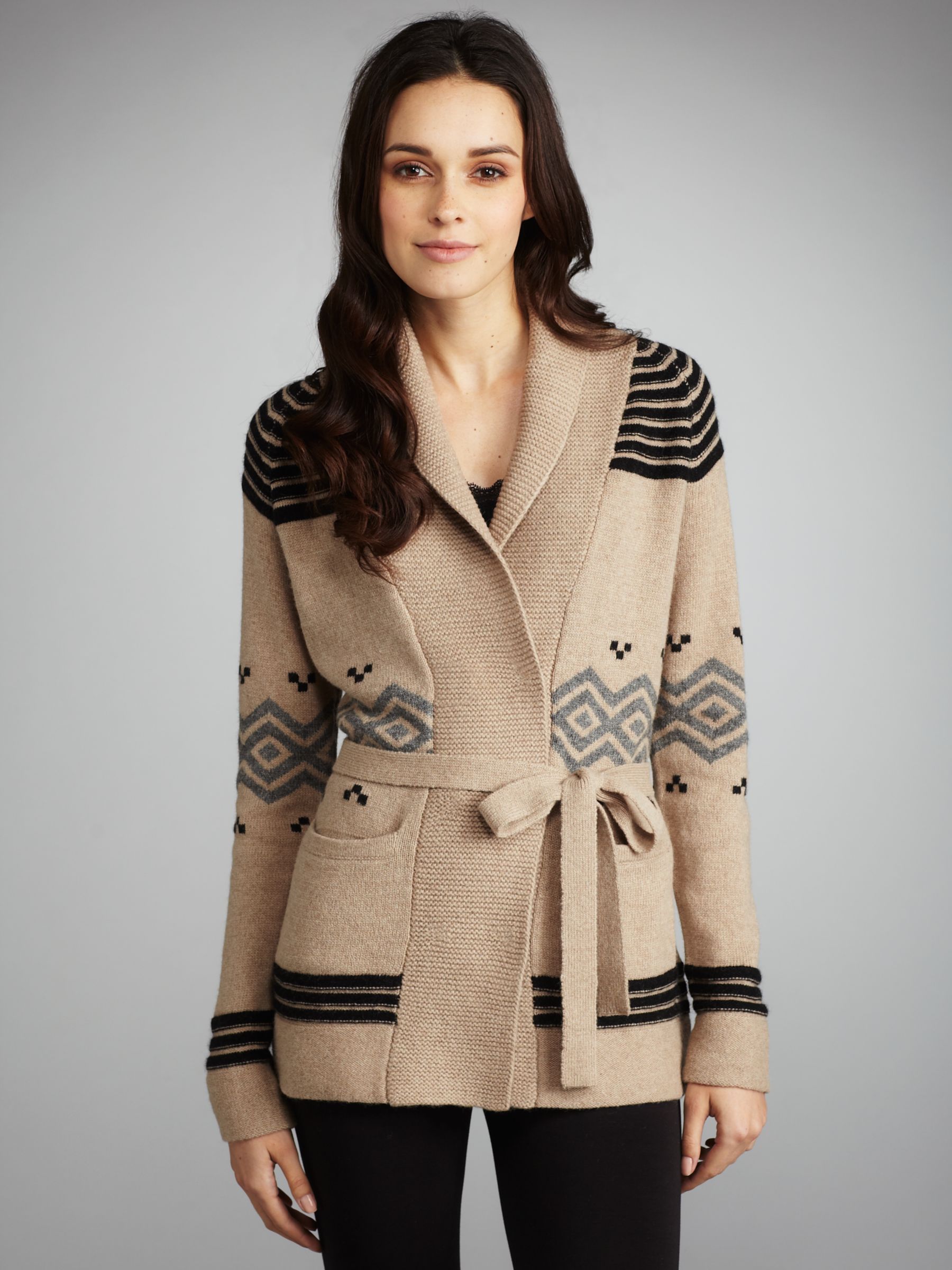 Buy Gérard Darel Fair Isle Belted Cardi Coat, Beige online at JohnLewis.com - John Lewis :  wool cardigan sweater print