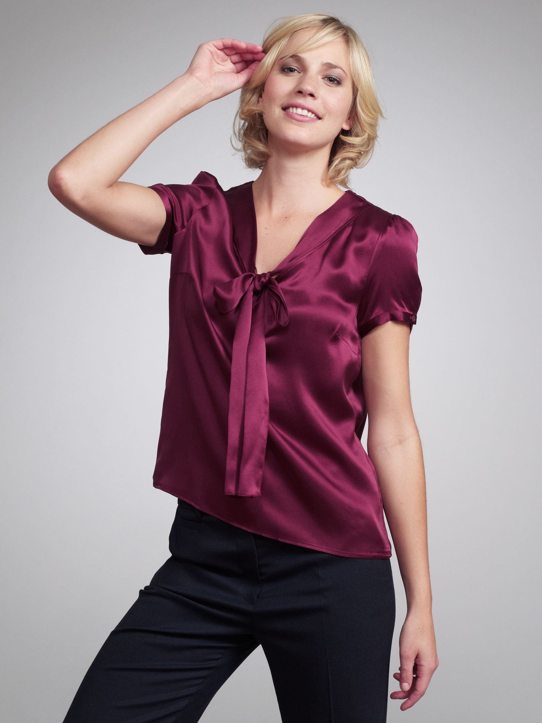 G&eacute;rard Darel Floppy Neck Tie Blouse, Burgundy
