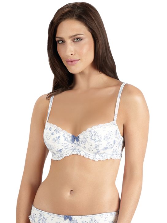 John Lewis Victoria Balcony Bra, Blue/White