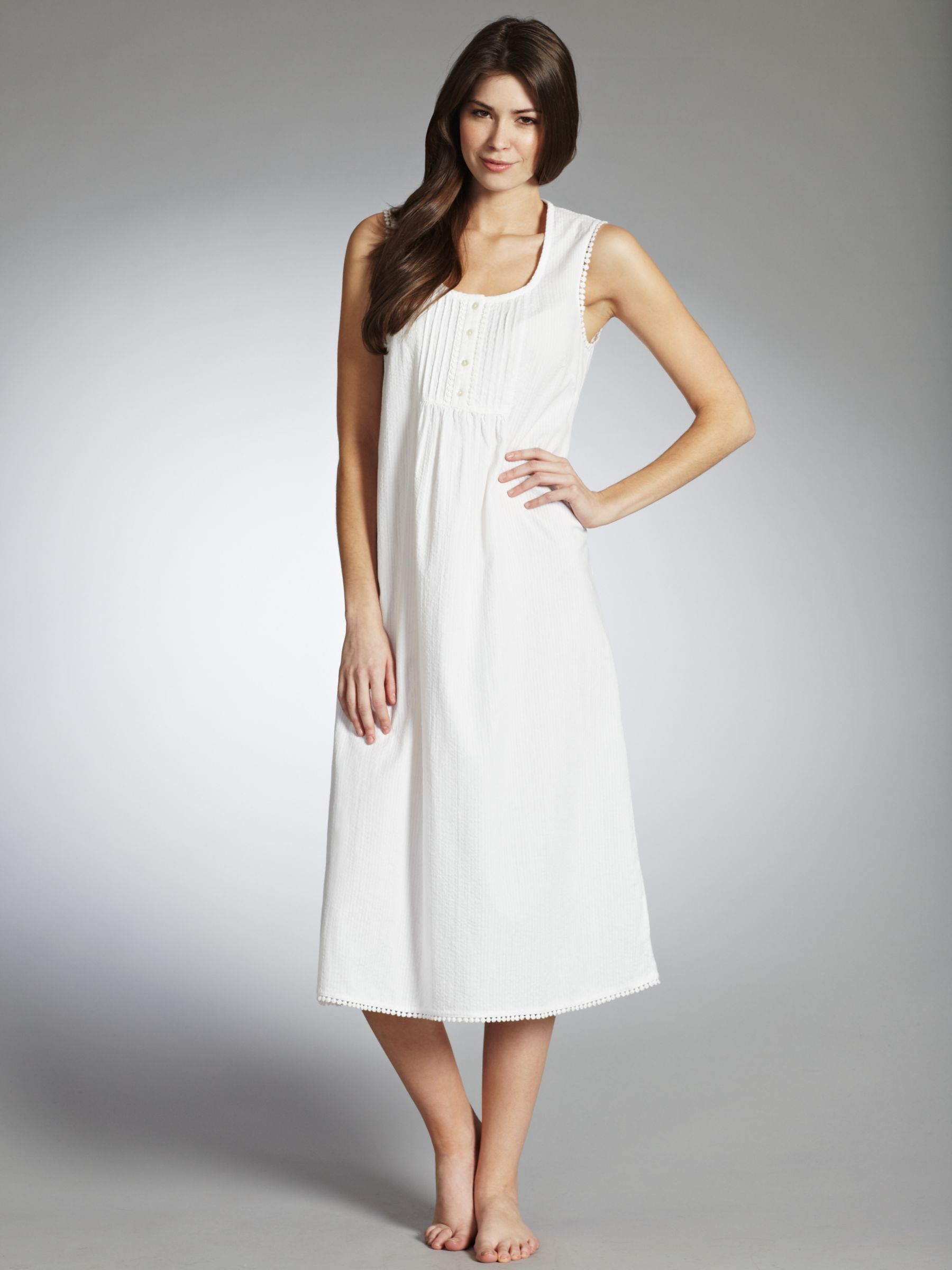 John Lewis Searsucker Cotton Nightdress, White