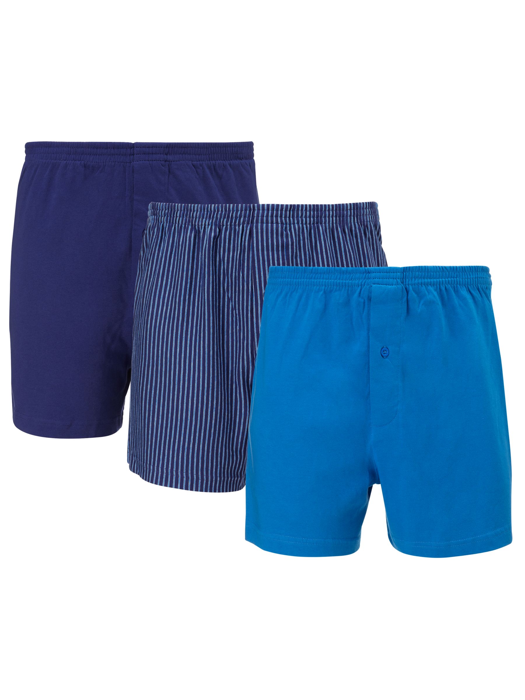 John Lewis Organic Jersey Cotton Boxers, Pack of 3, Blue