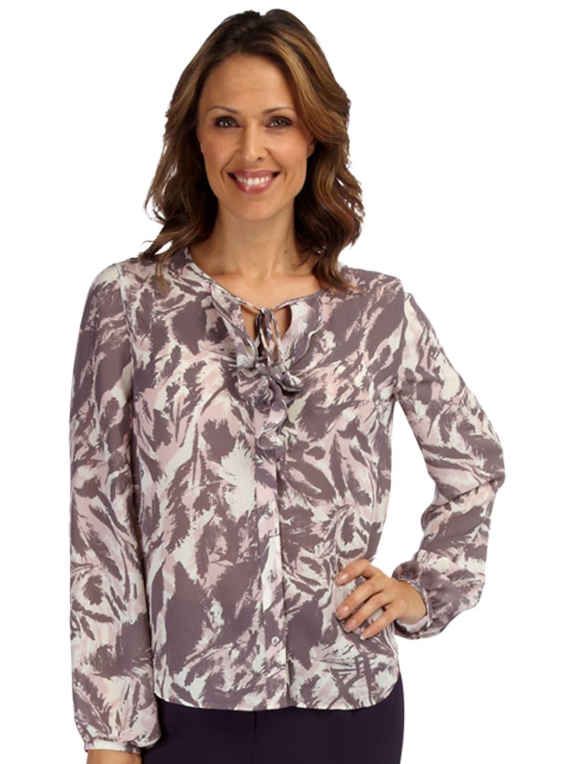 Windsmoor Feather Print Ruffle Blouse, Multi