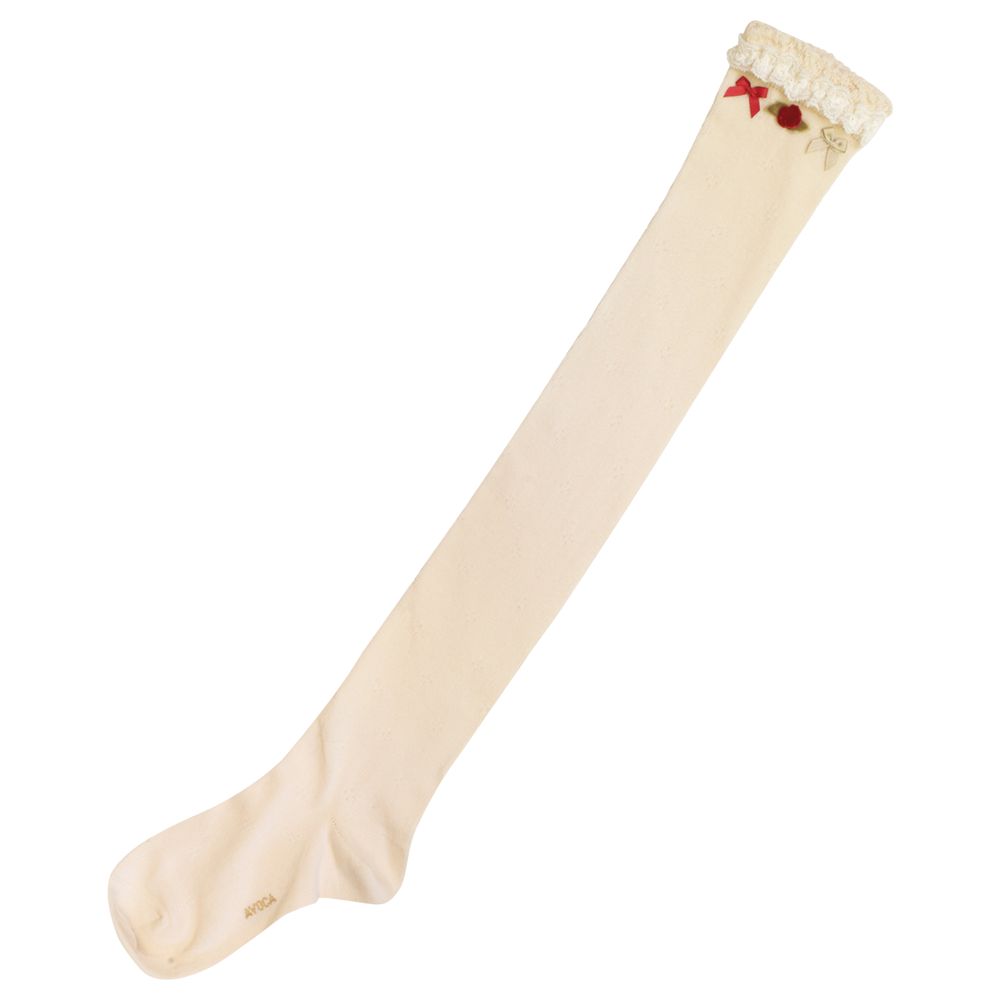 Avoca Ditsy Over The Knee Socks Ecru