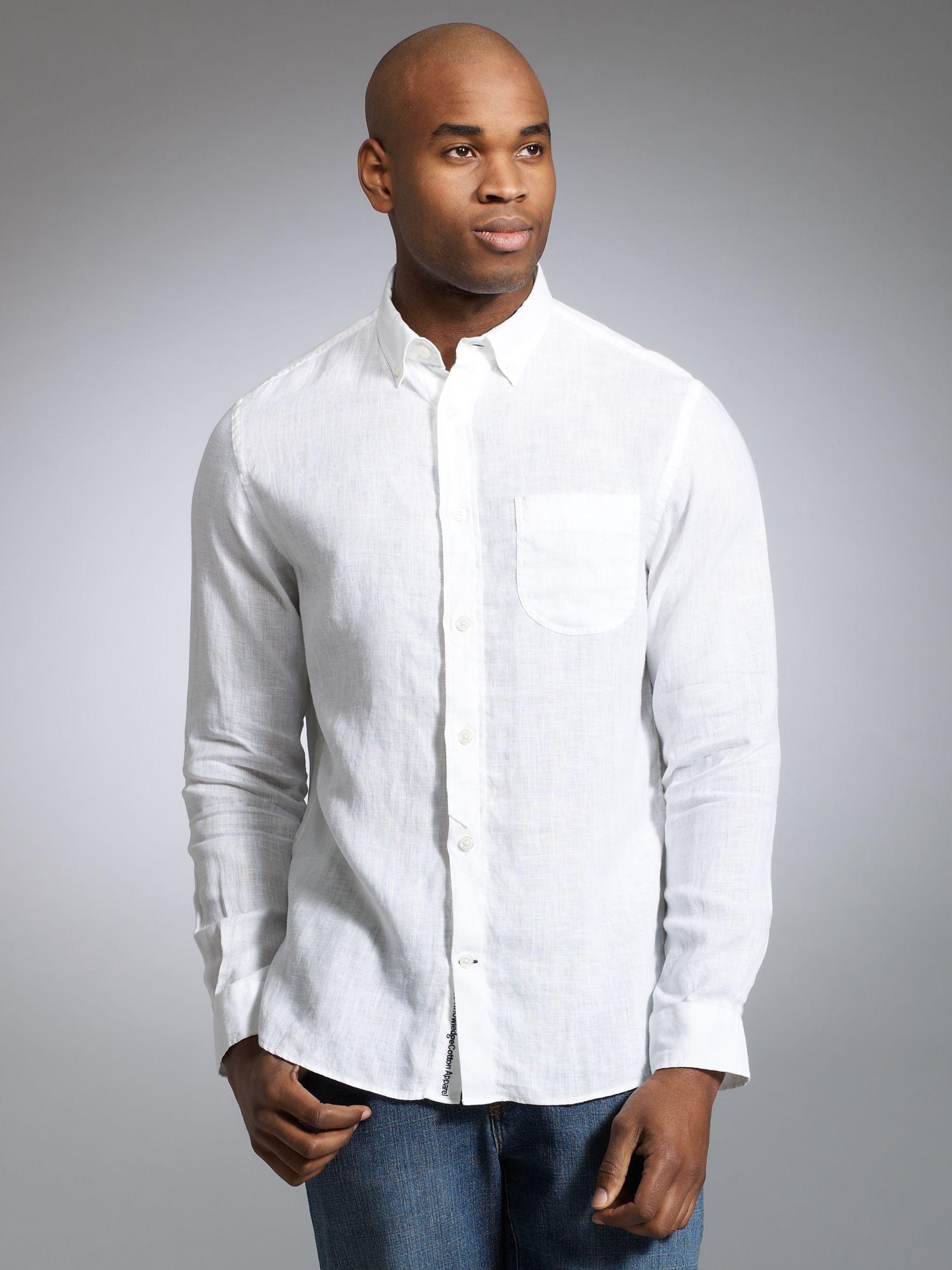 KnowledgeCotton Apparel Custom Fit Linen Shirt, White