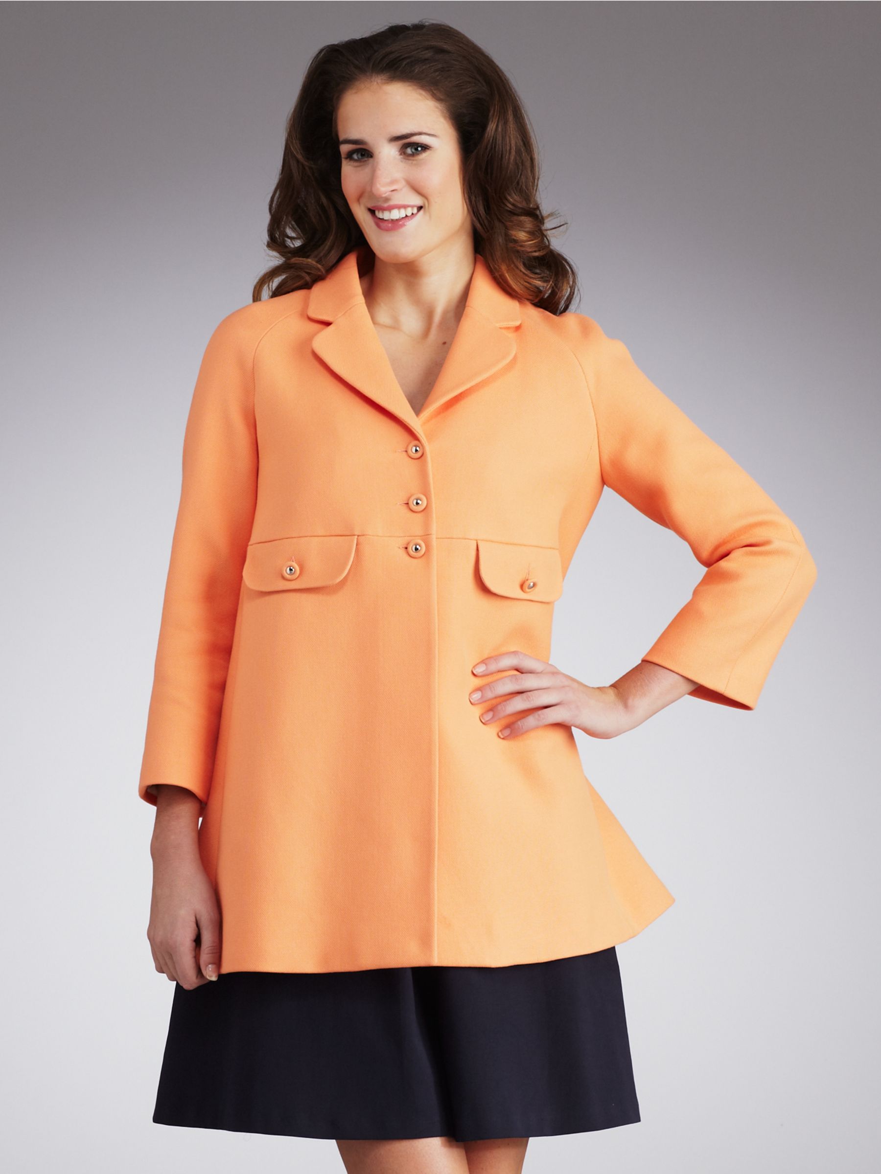 Tara Jarmon Swing Coat, Apricot at JohnLewis