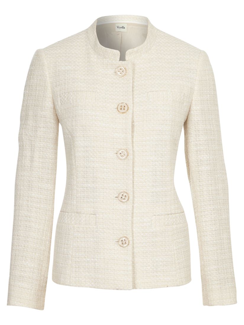 Viyella Textured Round Neck Jacket, Ivory at John Lewis