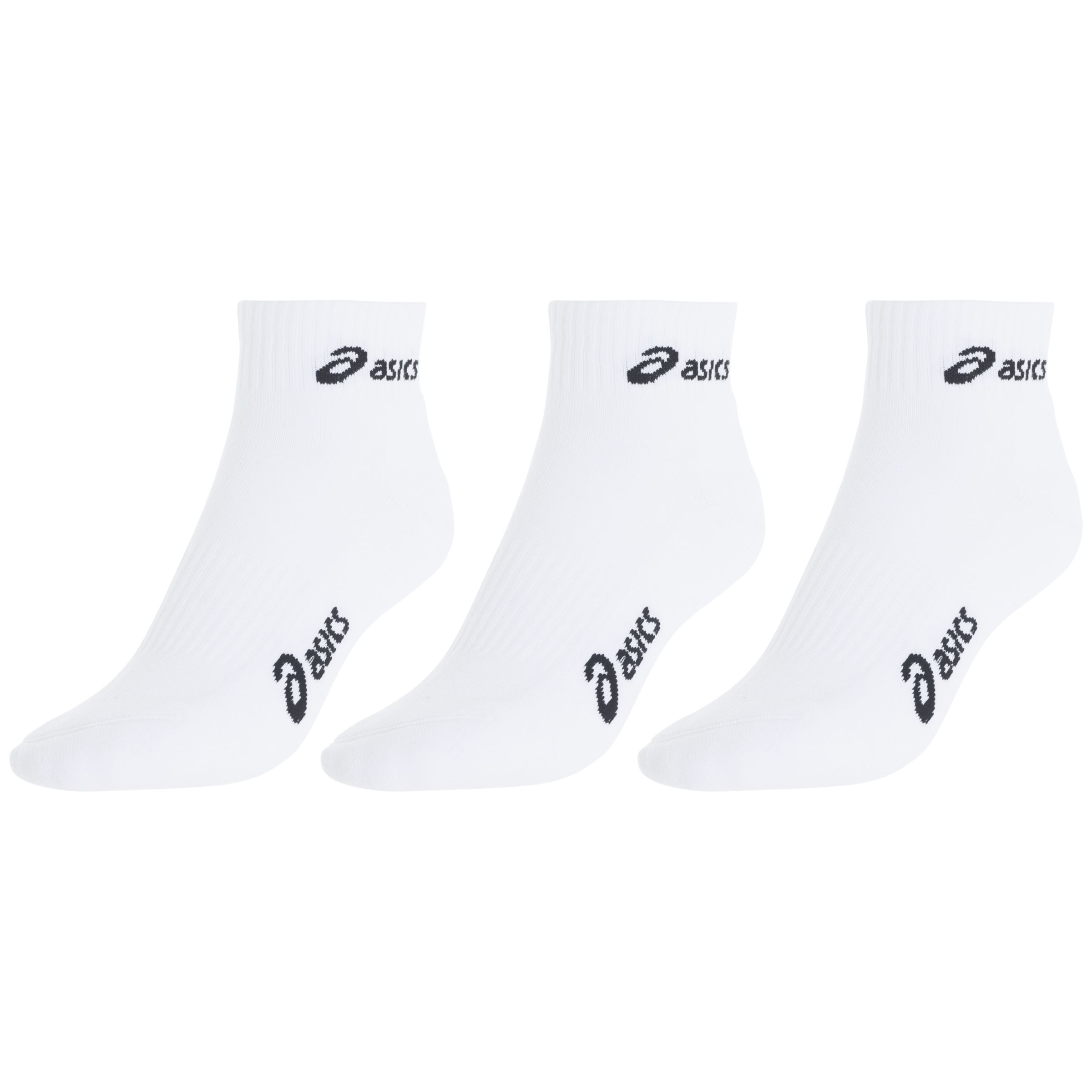 John Lewis Asics Men's Quarter Socks, White, Pack Of 3