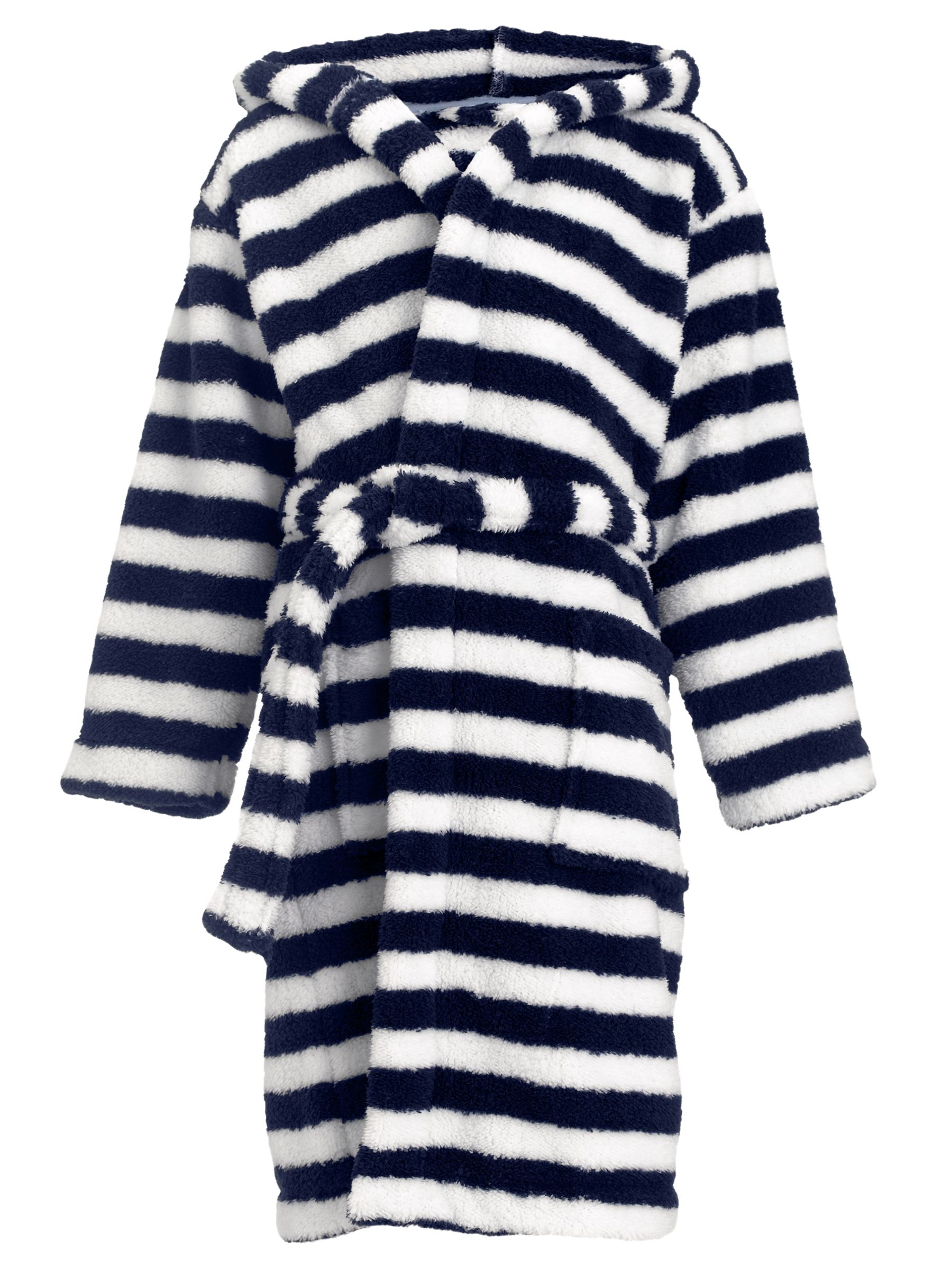 John Lewis Boy Stripe Fleece Robe, Navy/White