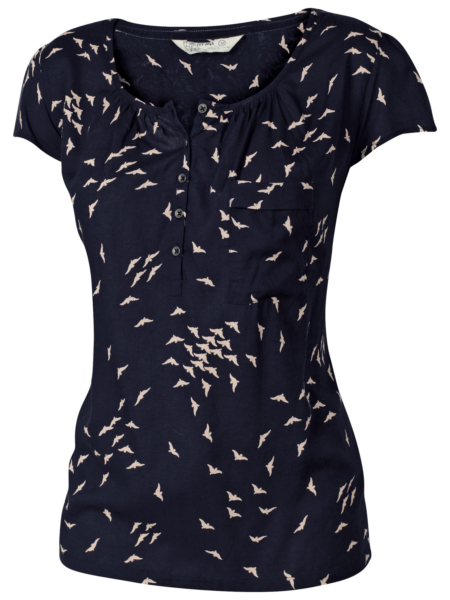 Fat Face Joanne Seagull Print Blouse, Navy