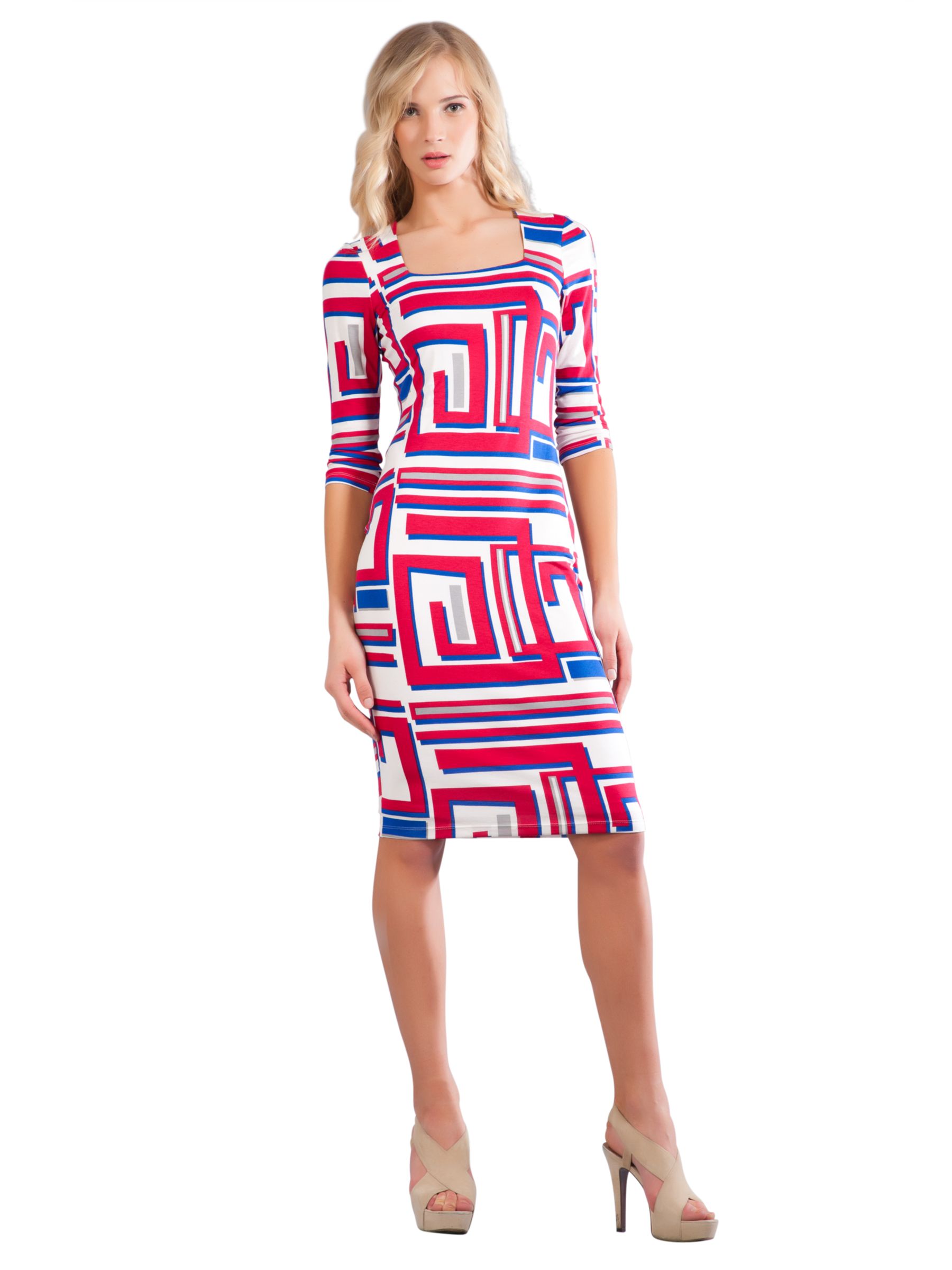 Damsel in a Dress Lucia Printed Jersey Dress, Pink/blue
