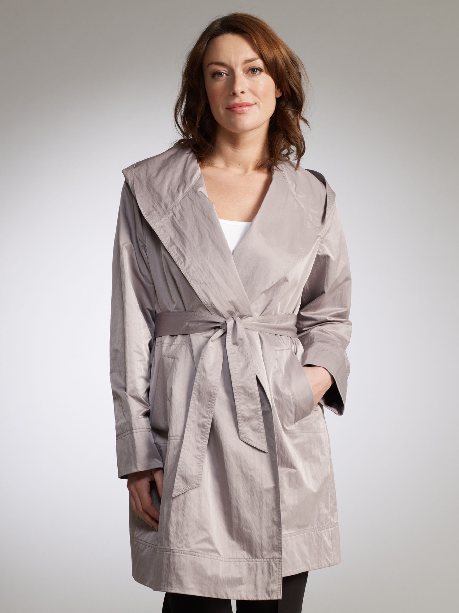 Four Seasons Hooded Wrap Coat, Grey at John Lewis