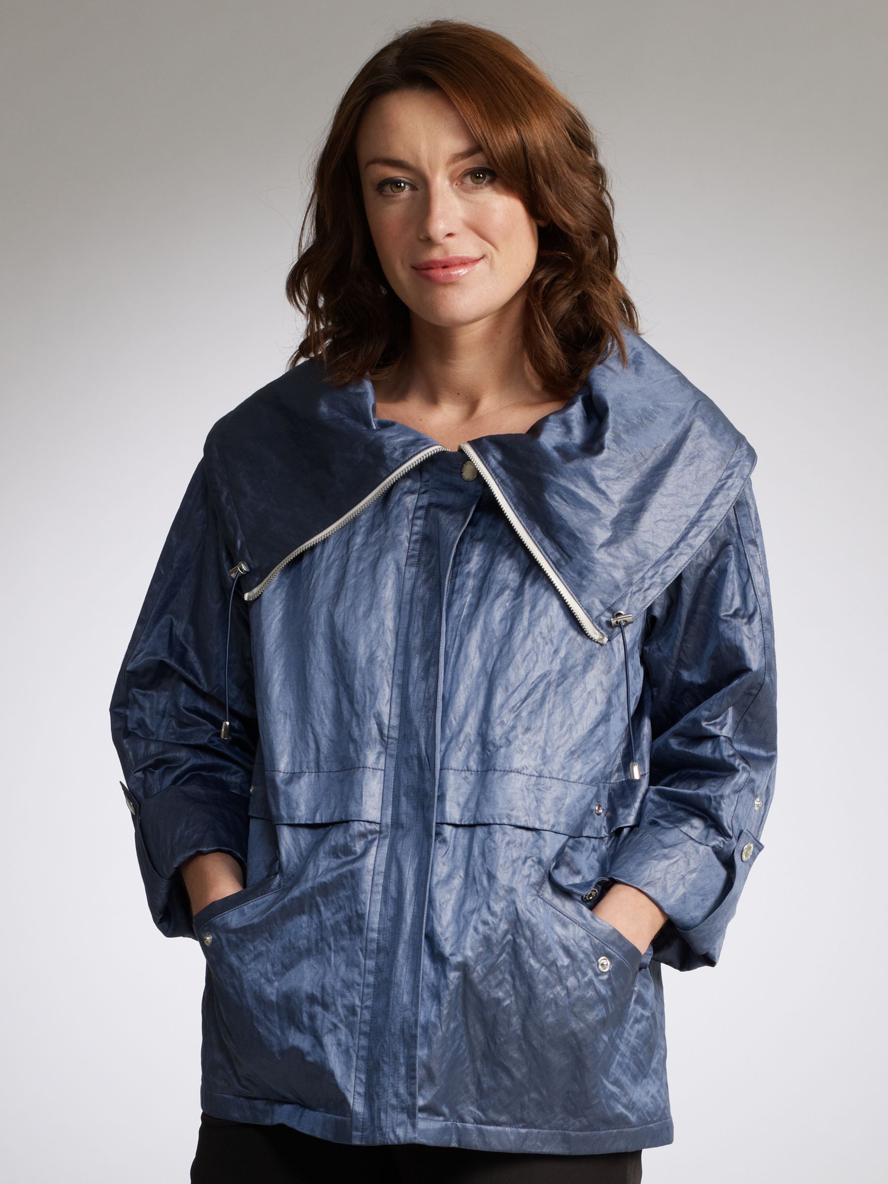 Four Seasons Short Sheen Jacket, Denim at John Lewis