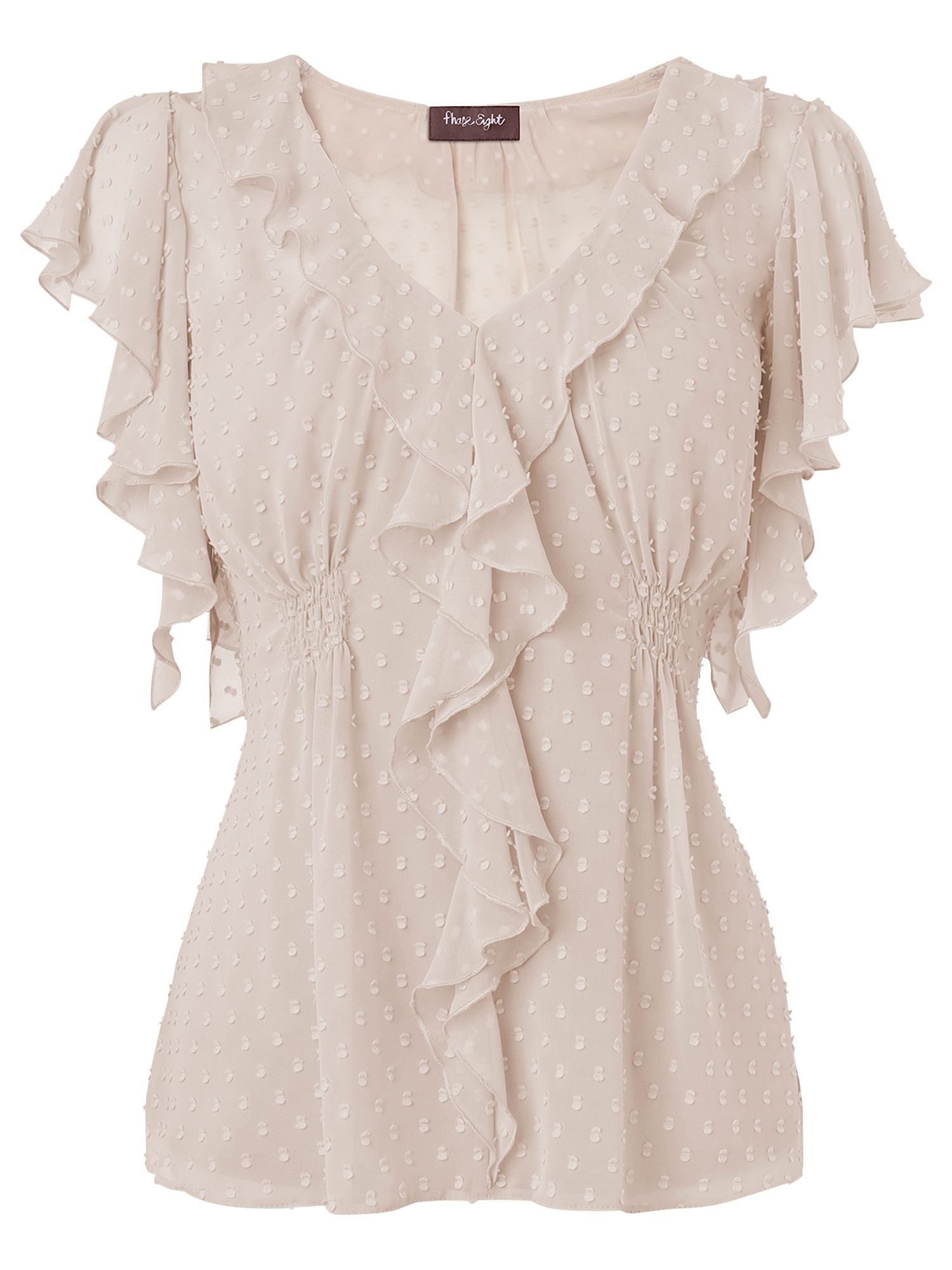 Phase Eight Dotty Frill Blouse, Antique
