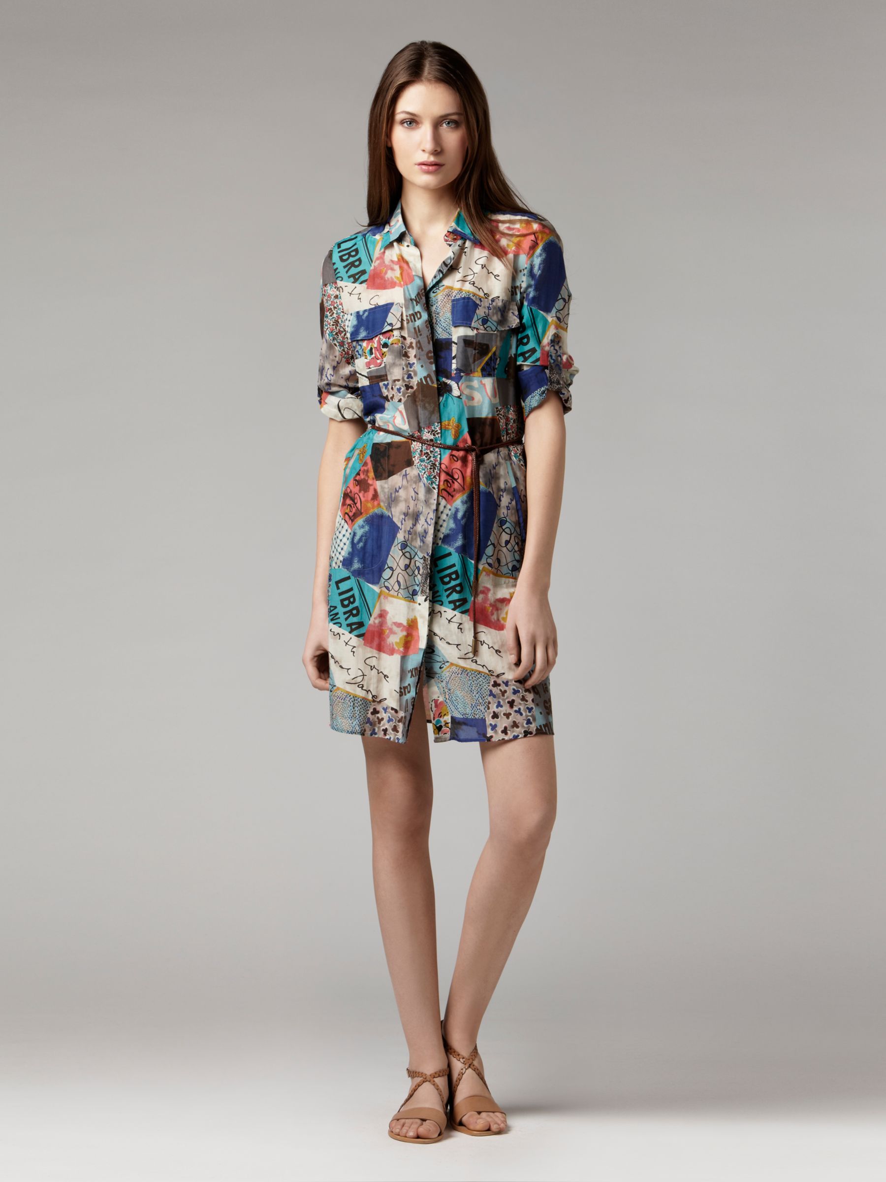 G&eacute;rard Darel Belted Print Dress, Multi at John Lewis