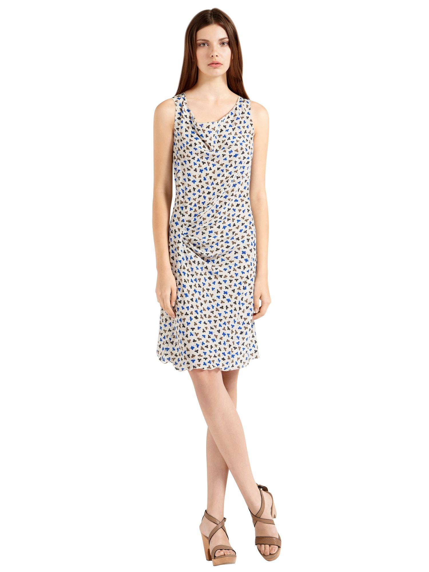 G&eacute;rard Darel Clover Print Sleeveless Dress, Beige at John Lewis