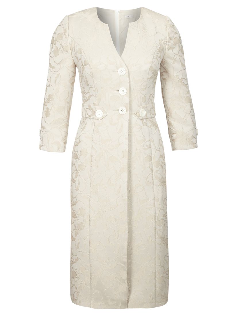 CC Petite Floral Jacquard Frock Coat, Oyster