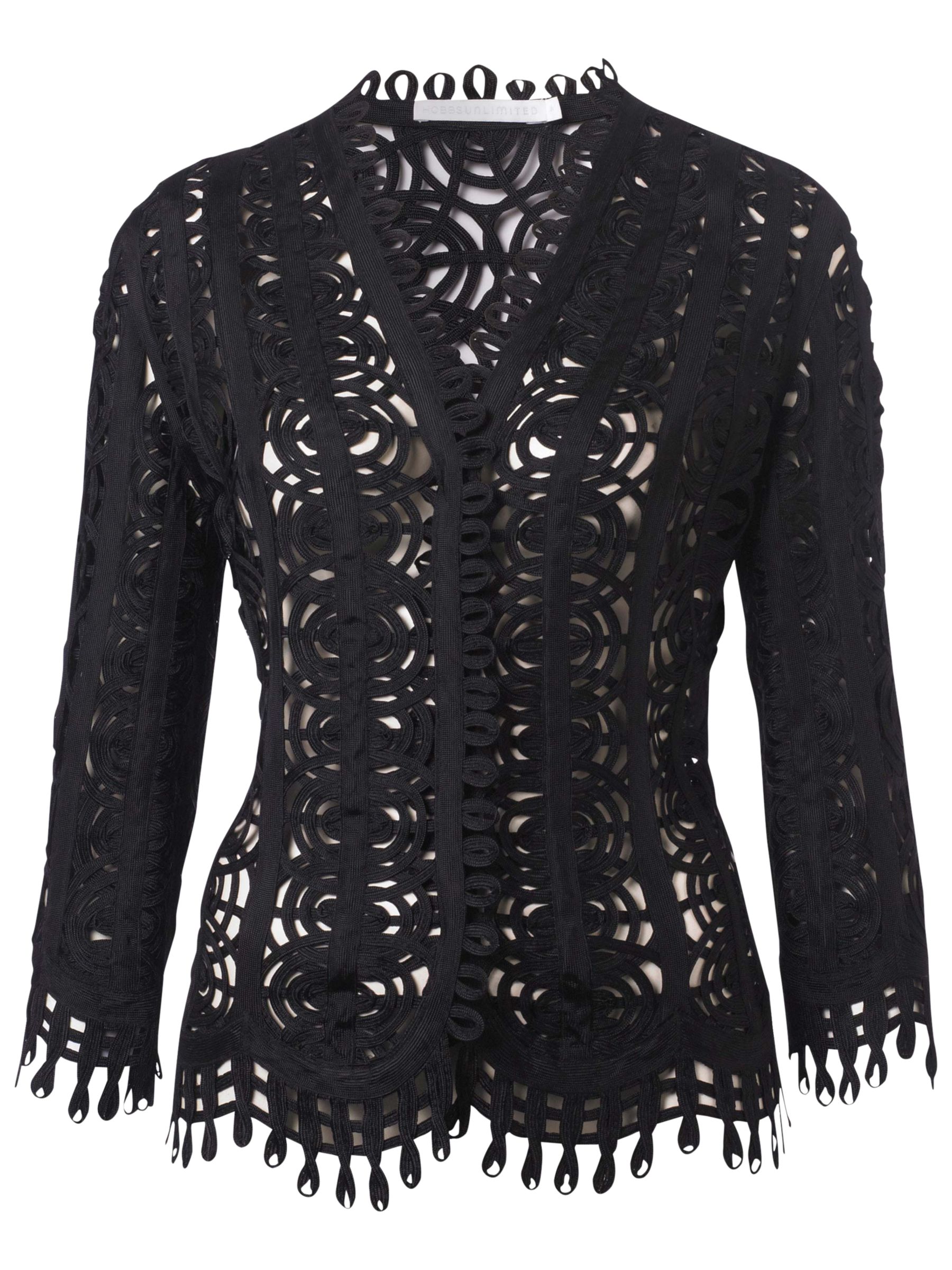 Hobbs Unlimited Ribbon Lace Jacket, Black at John Lewis