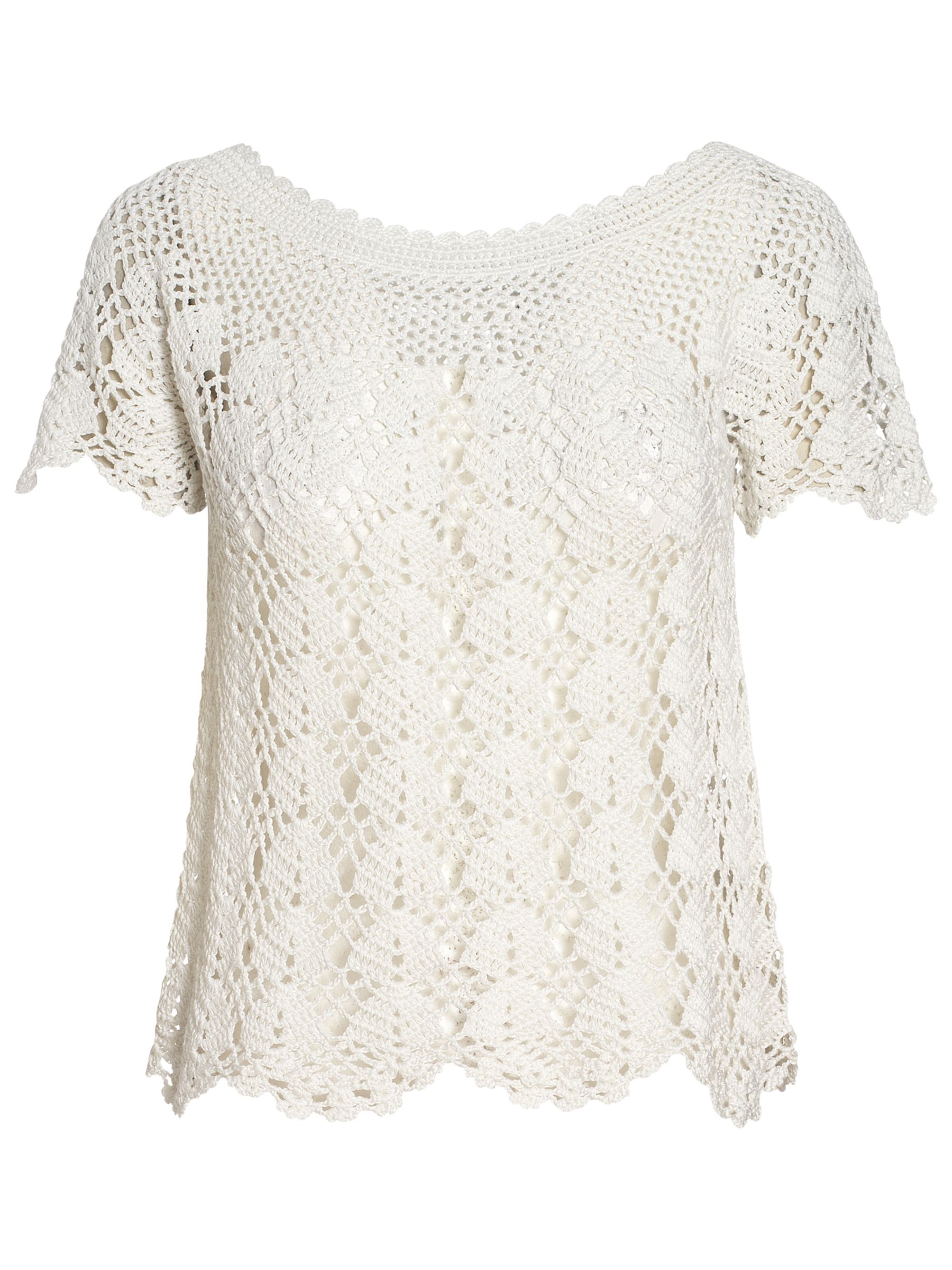 Jaeger Crochet Detail Top, Ivory at John Lewis