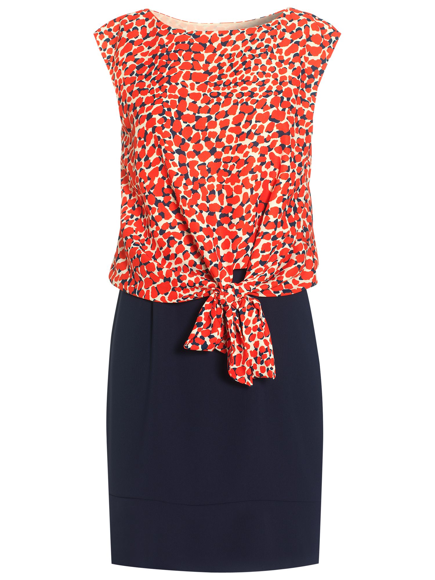 Jaeger London Animal Print Tie Dress, Dark Navy at JohnLewis