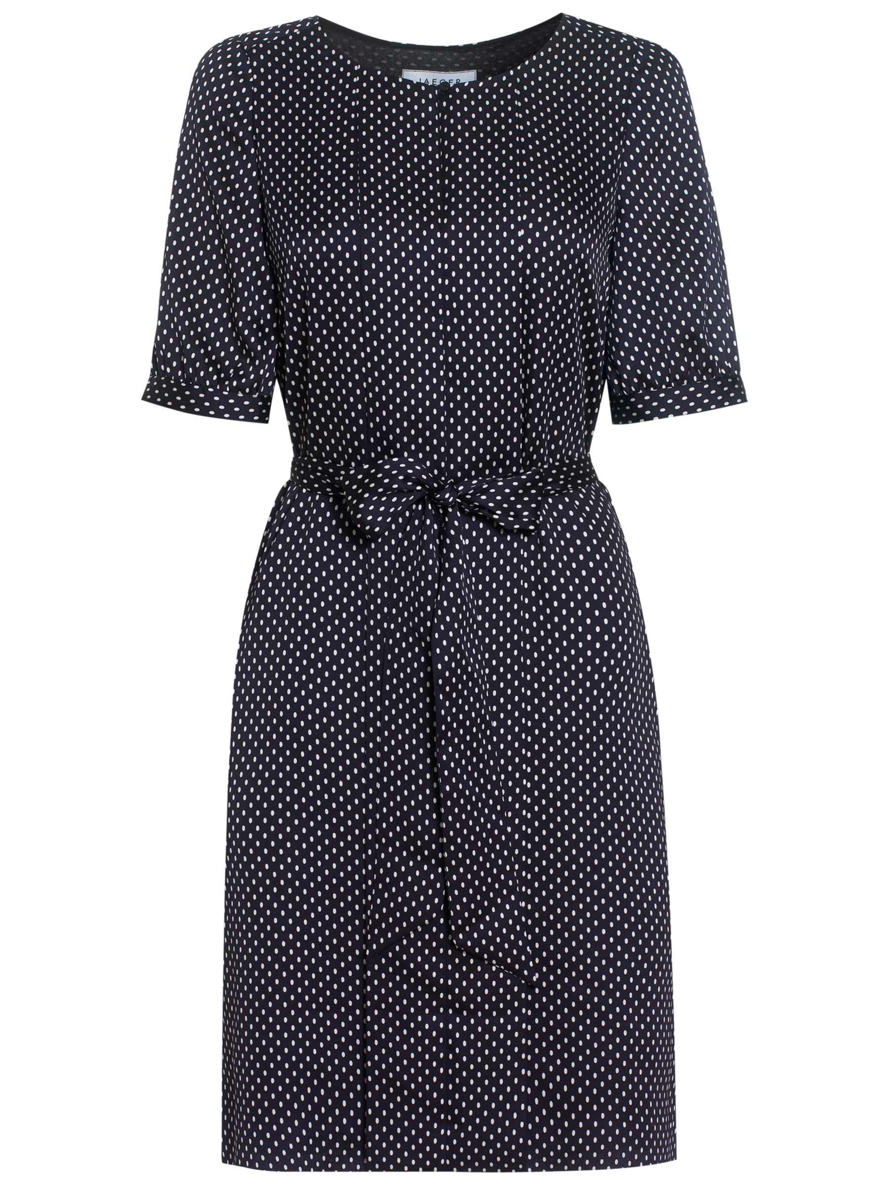 Jaeger Spot Print Dress, Navy at John Lewis