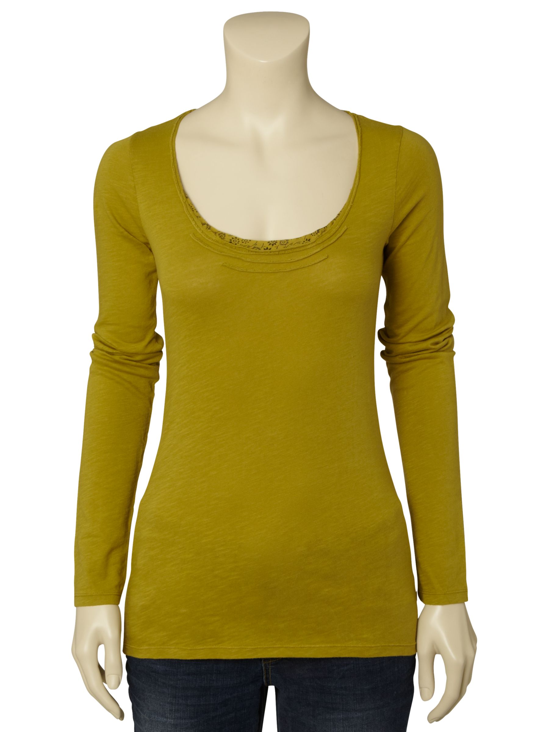 White Stuff Cherry Cotton Slub Jersey Top, Moss