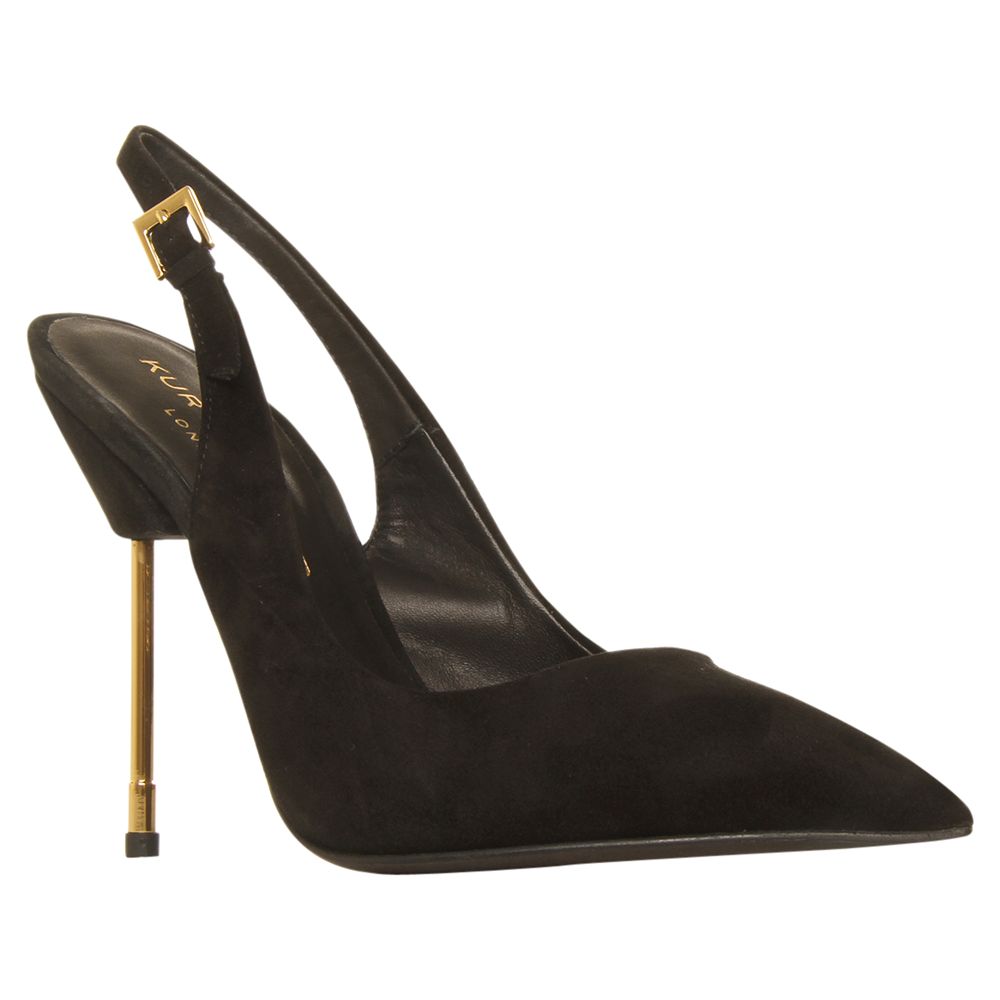 Kurt Geiger Dragon Suede Court Shoes, Black at John Lewis