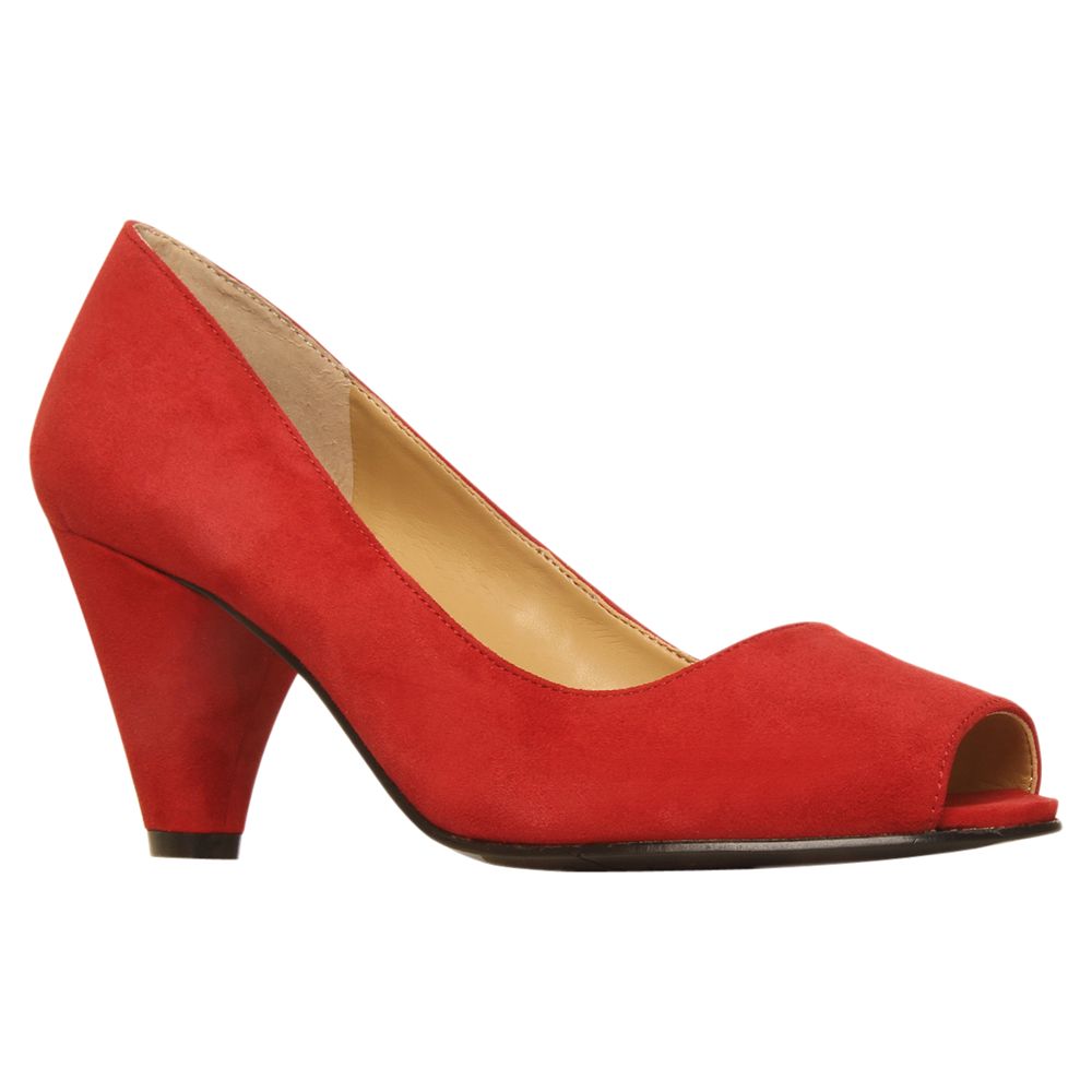 Nine West Fallhard Leather Peep Toe Court Shoes, Red