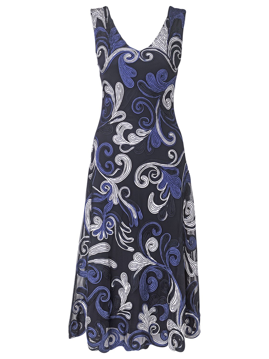 Phase Eight Swirls Tapework Dress, Navy/Cream at JohnLewis