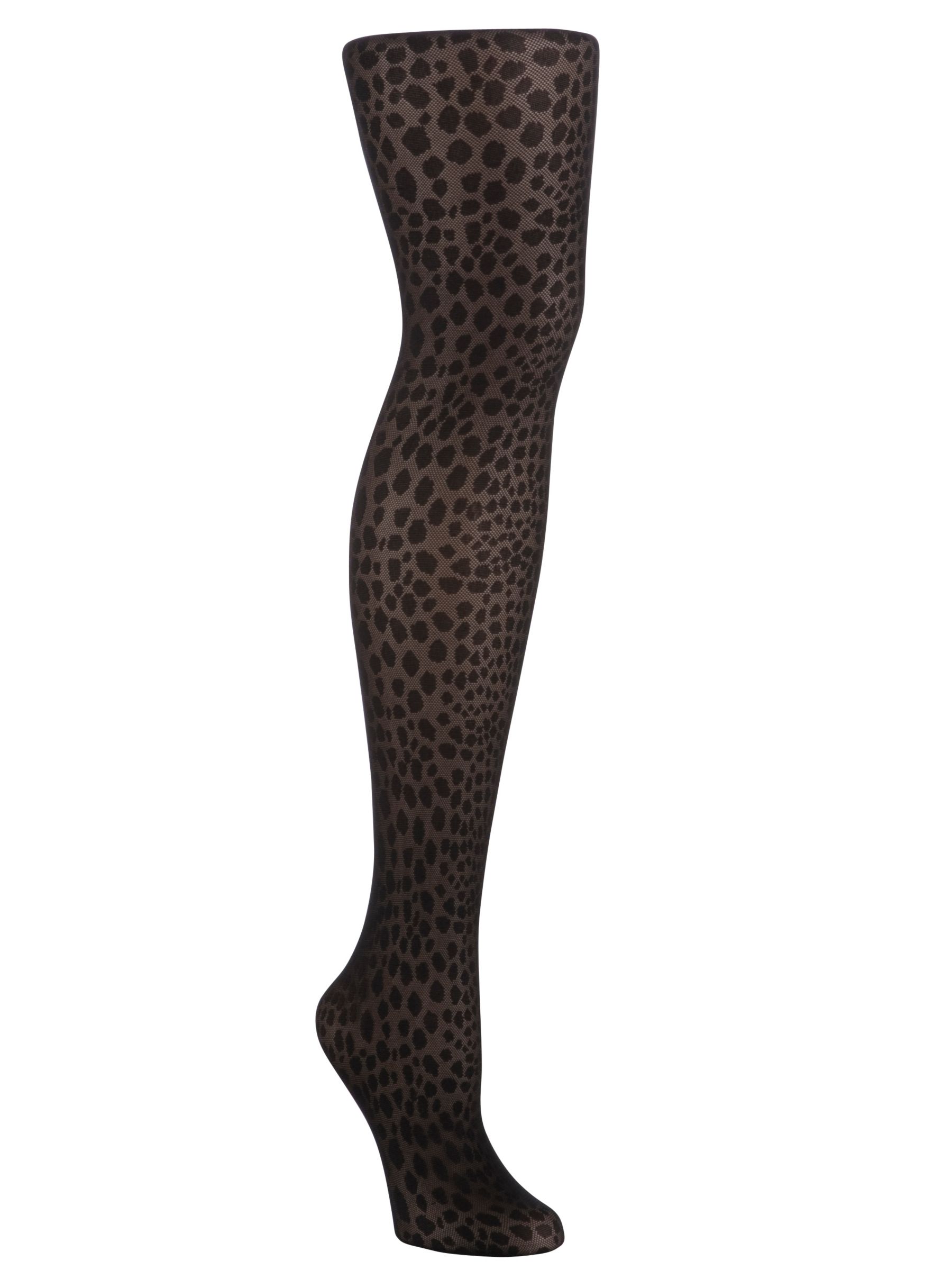 John Lewis Animal Print Tights, Black