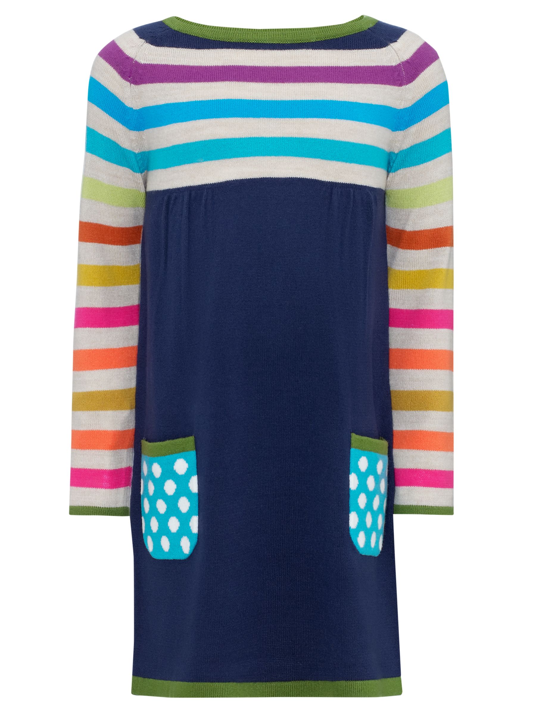 John Lewis Girl Half Stripe Knitted Dress, Multi