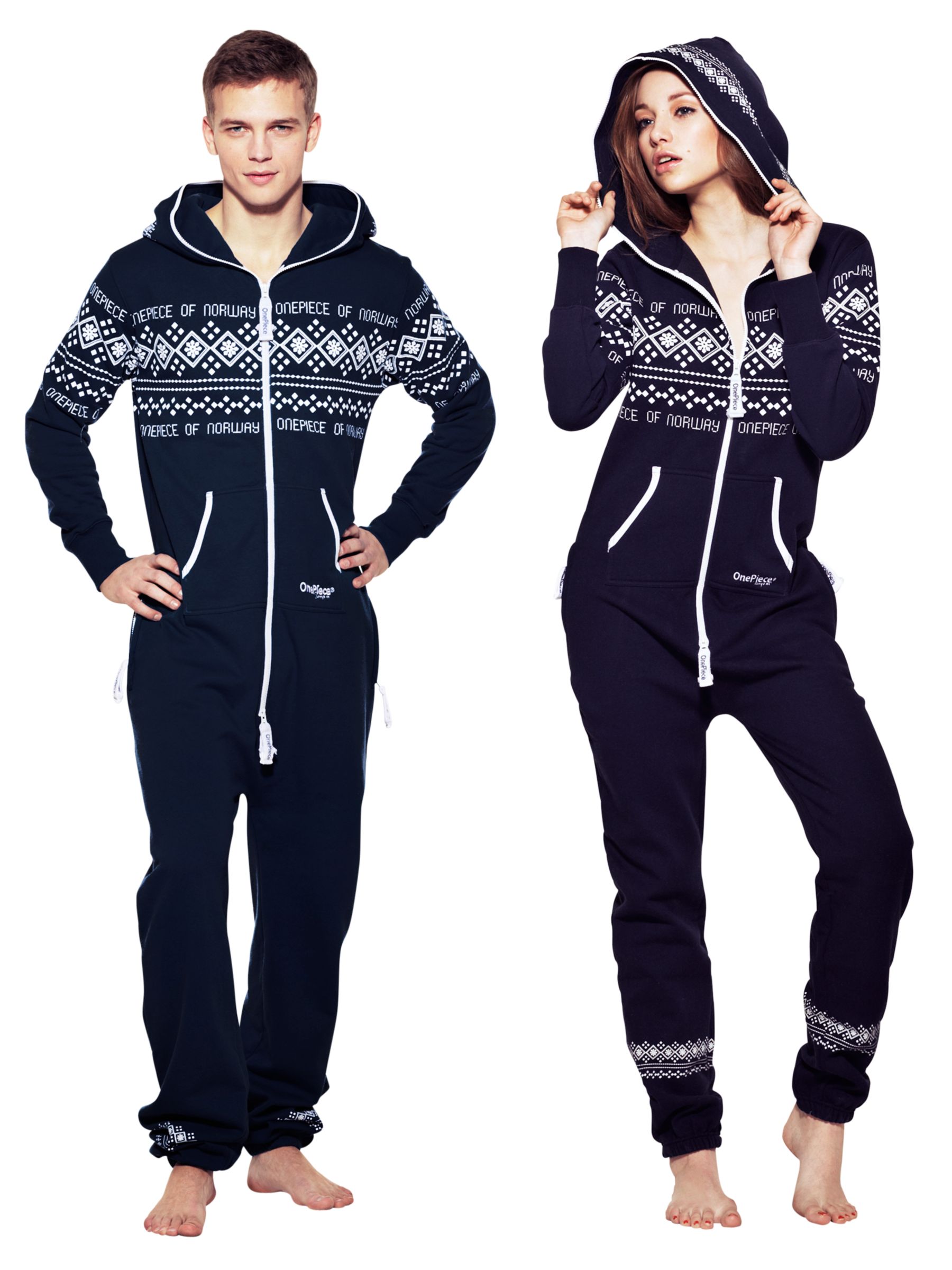 OnePiece Unisex Lusekofte Nordic Print Onesie, Navy