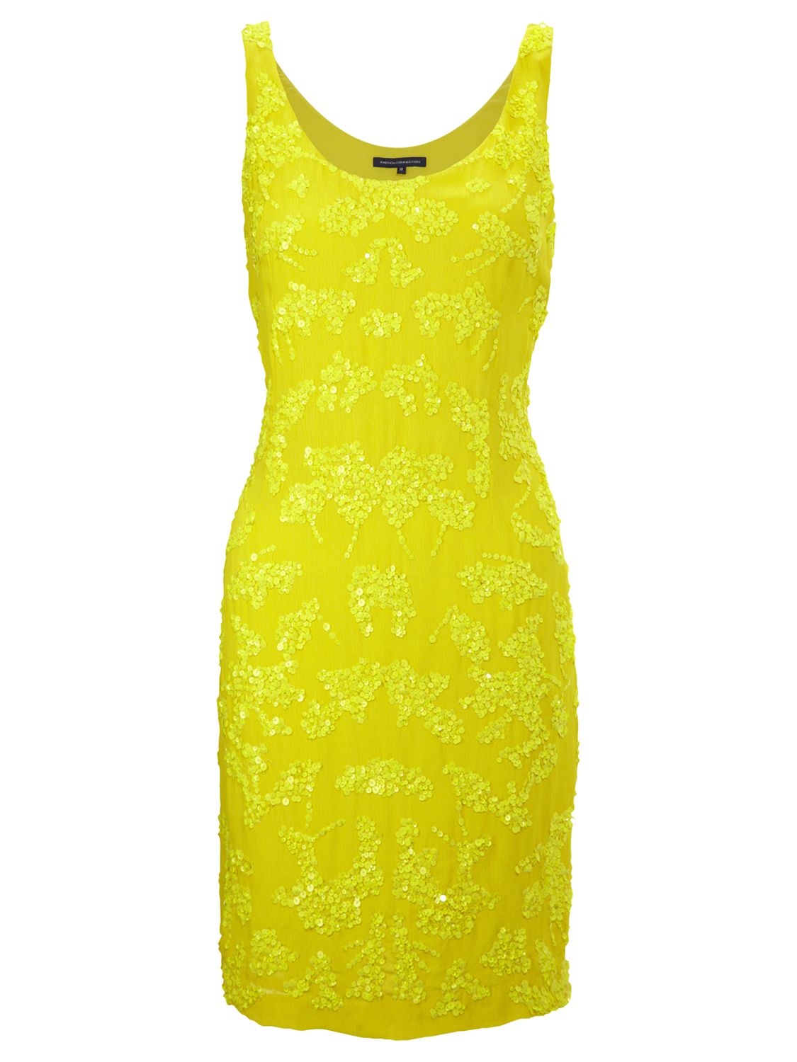 French Connection Mimosa Mist Mini Dress, Trouble Yellow at John Lewis