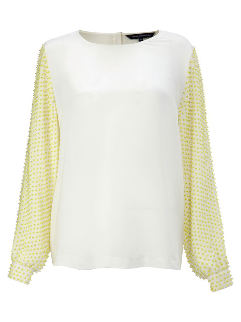 French Connection Spark Sequins Tunic Top, Trouble Yellow at John Lewis