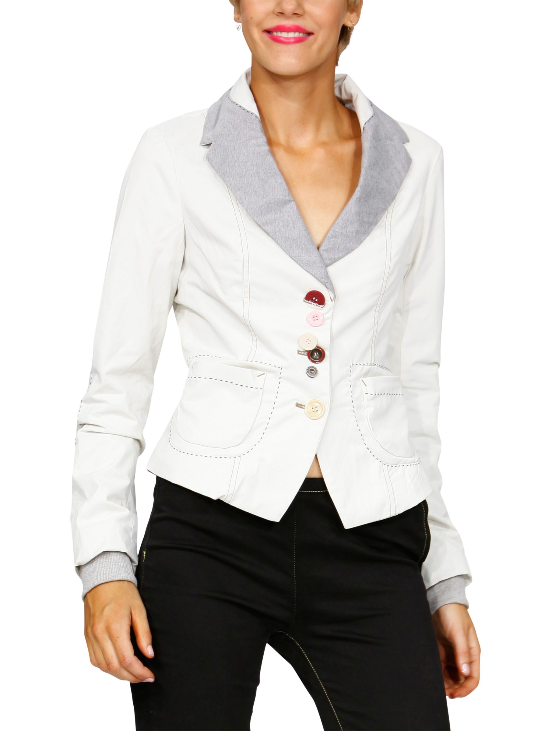 Desigual Labat Jacket, White at JohnLewis