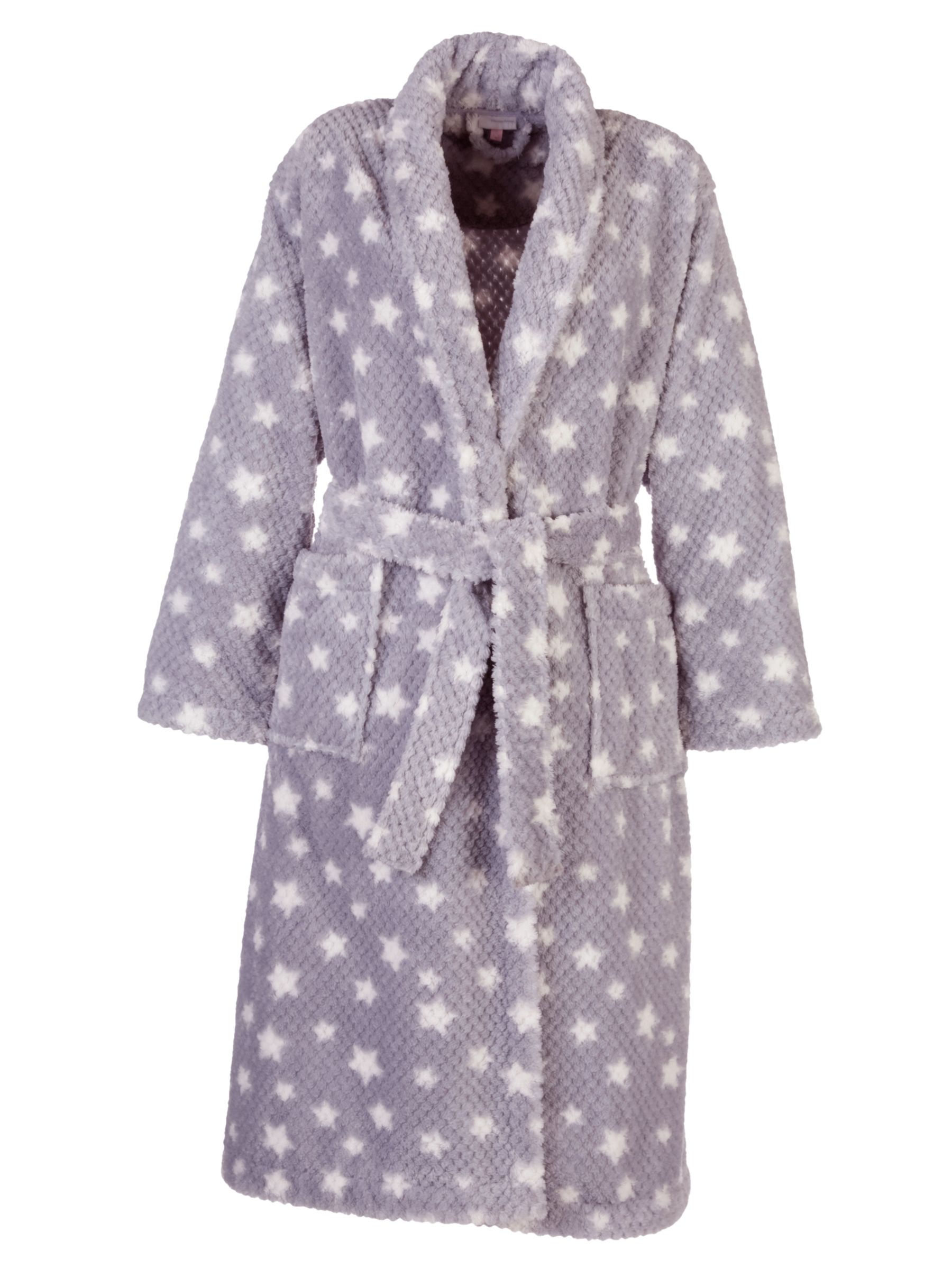 John Lewis Star Print Waffle Robe, Grey