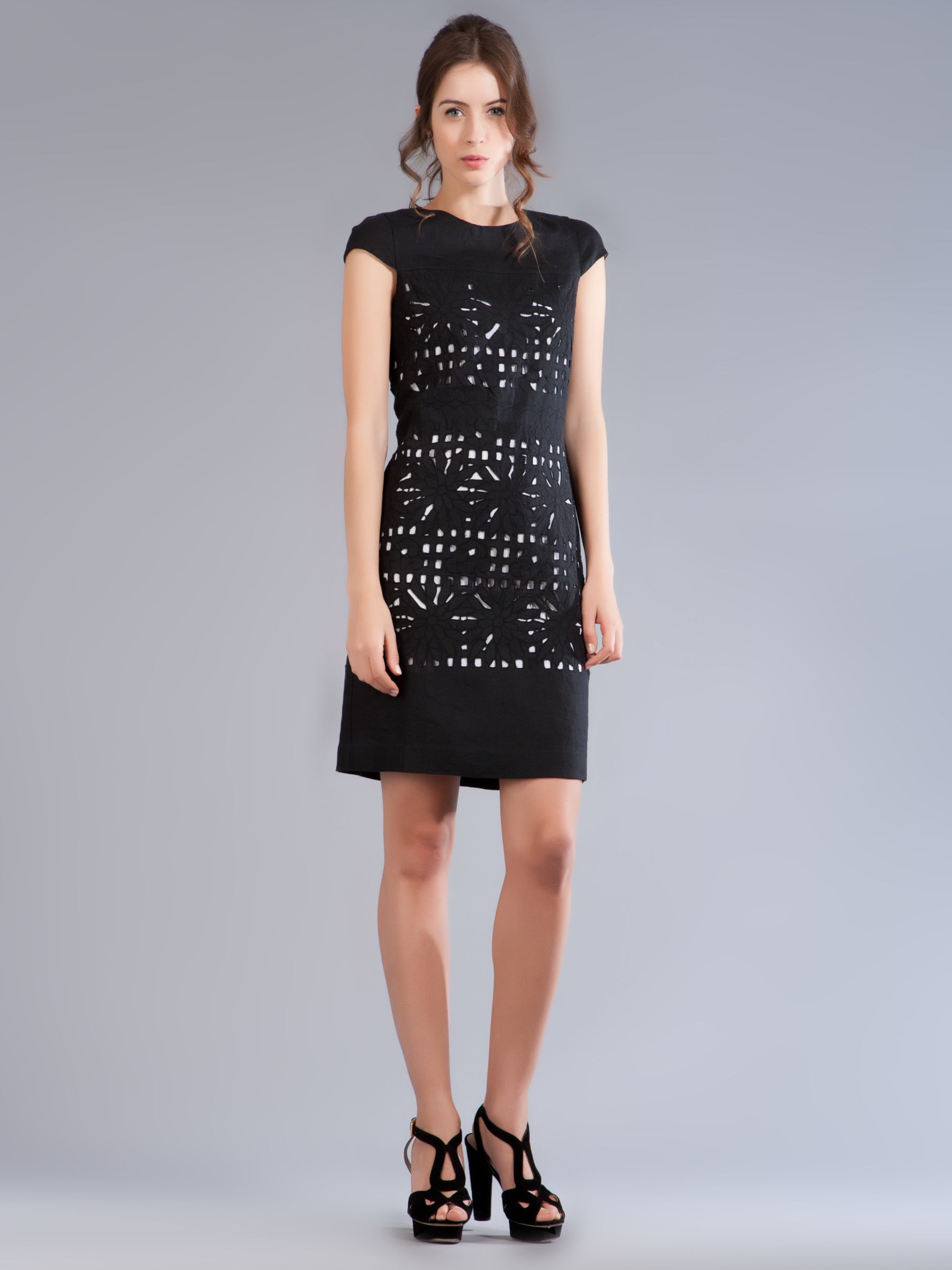 Damsel in a Dress Japanese Trellis Dress, Black at JohnLewis