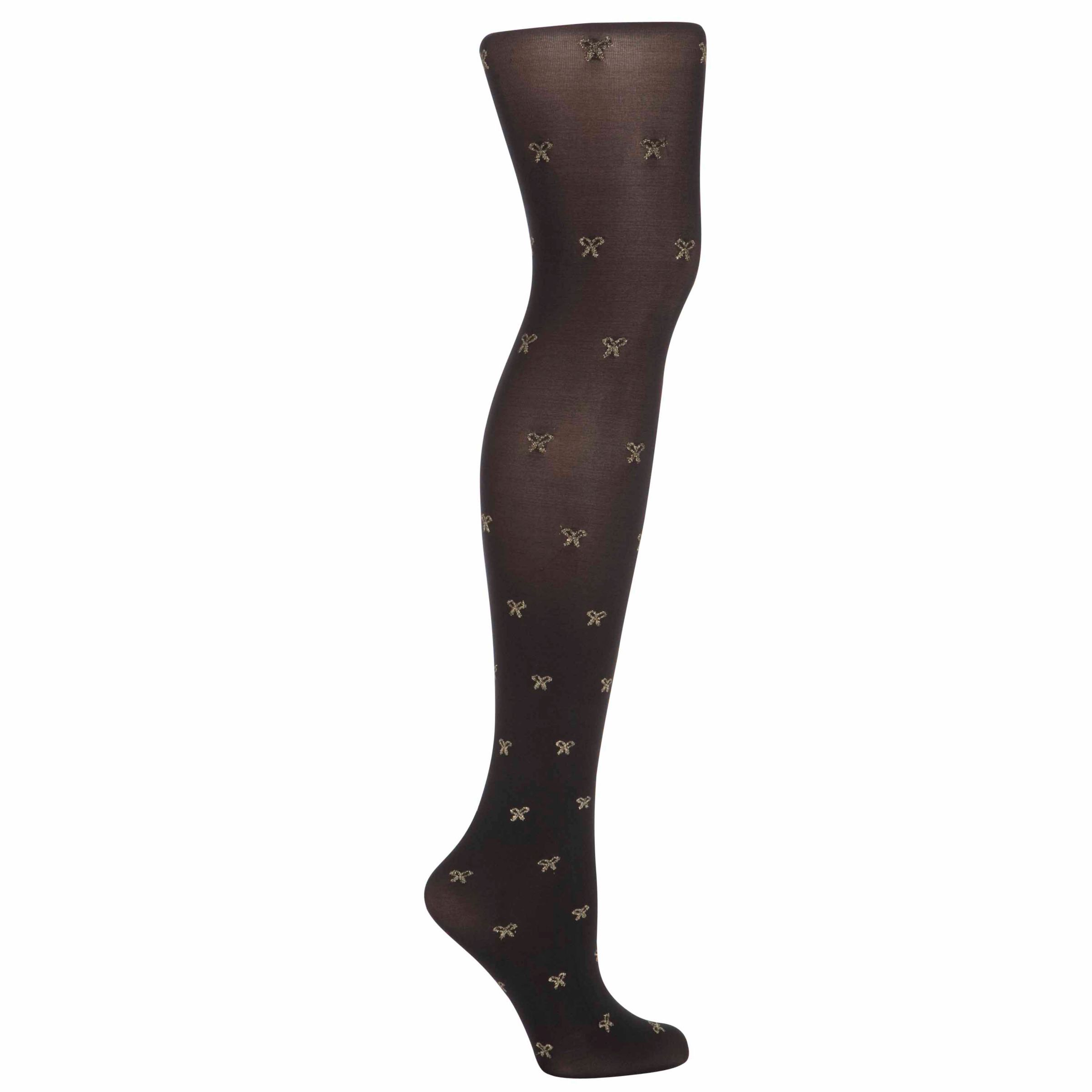 John Lewis Sheer Bow Tights, Black