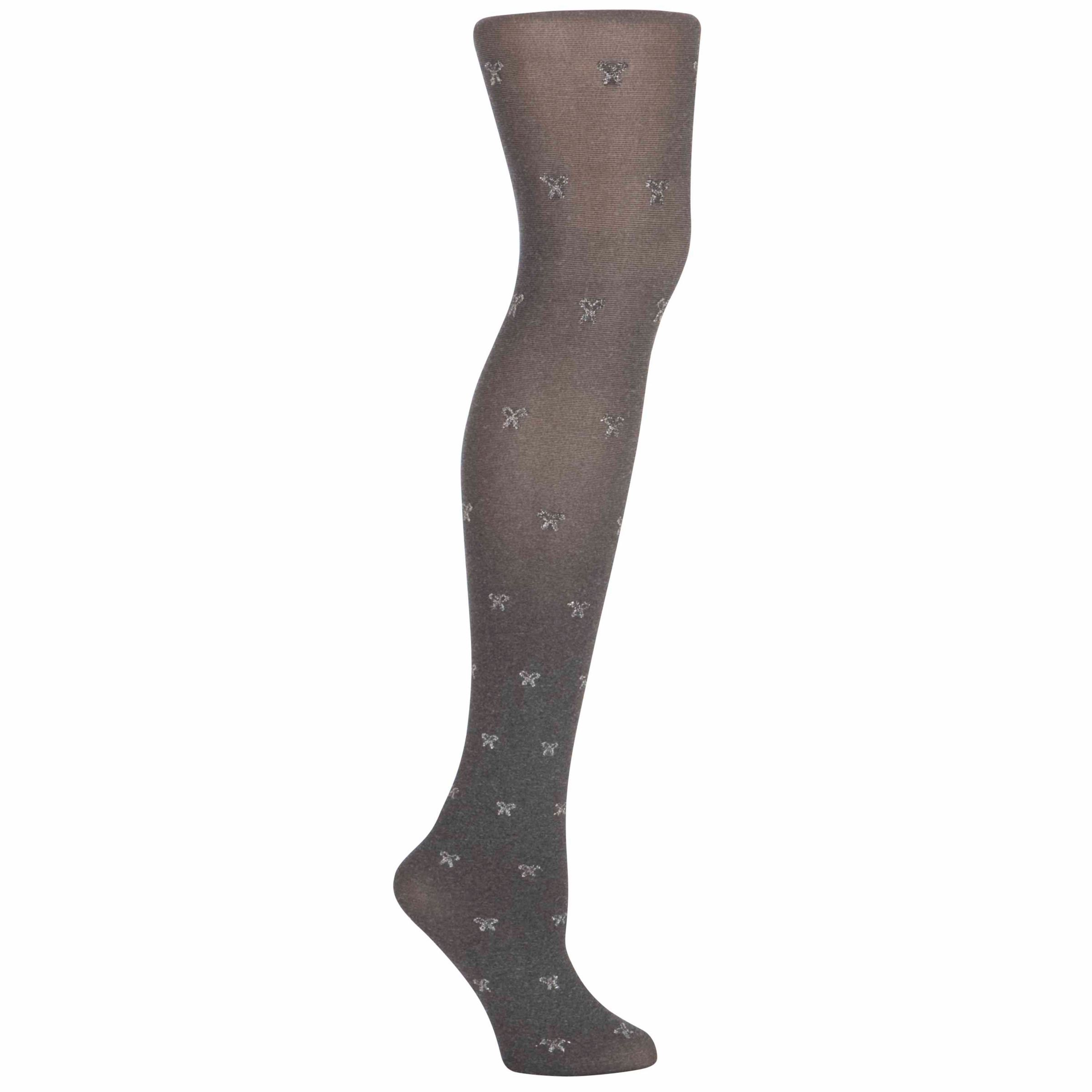 John Lewis Sheer Bow Tights, Grey