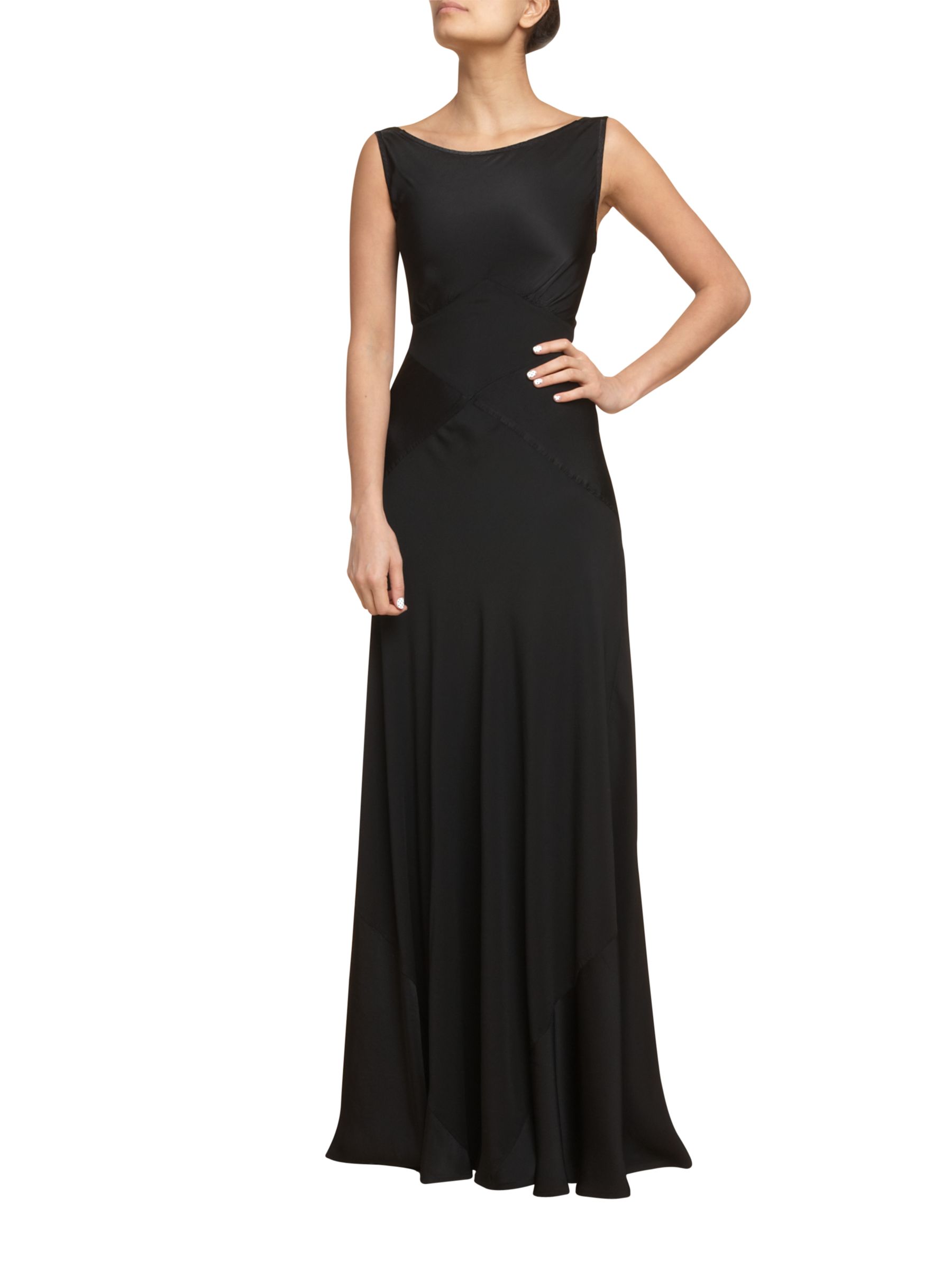 Ghost Chelsea Chiffon Tie Long Dress, Black at John Lewis