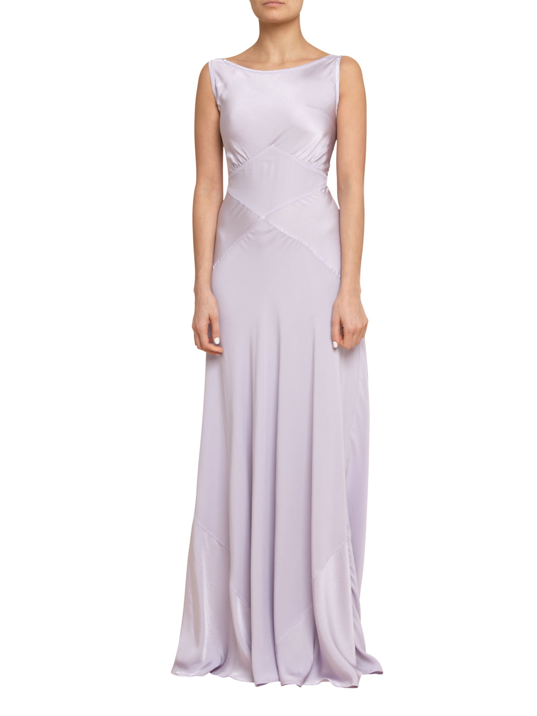 Ghost Chelsea Chiffon Tie Long Dress, Lilac at John Lewis