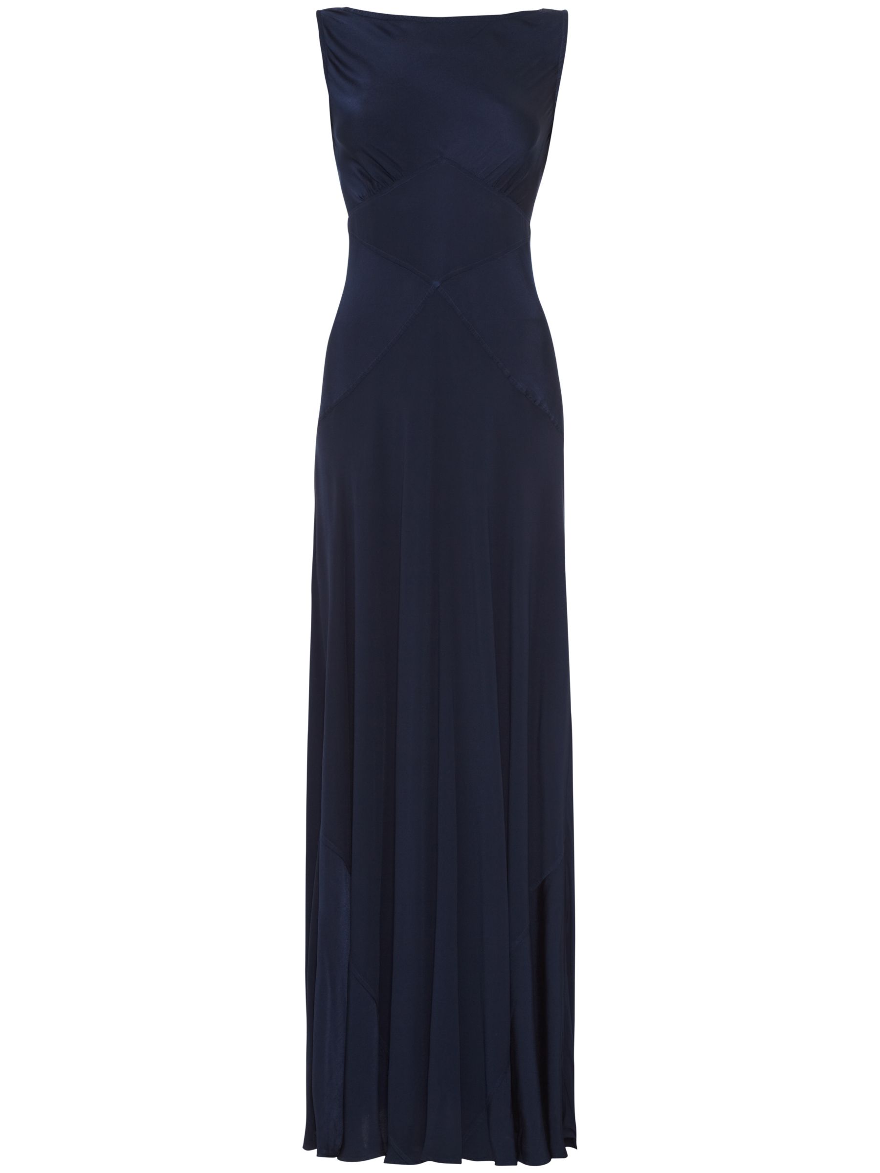 Ghost Chelsea Chiffon Tie Long Dress, Navy at John Lewis