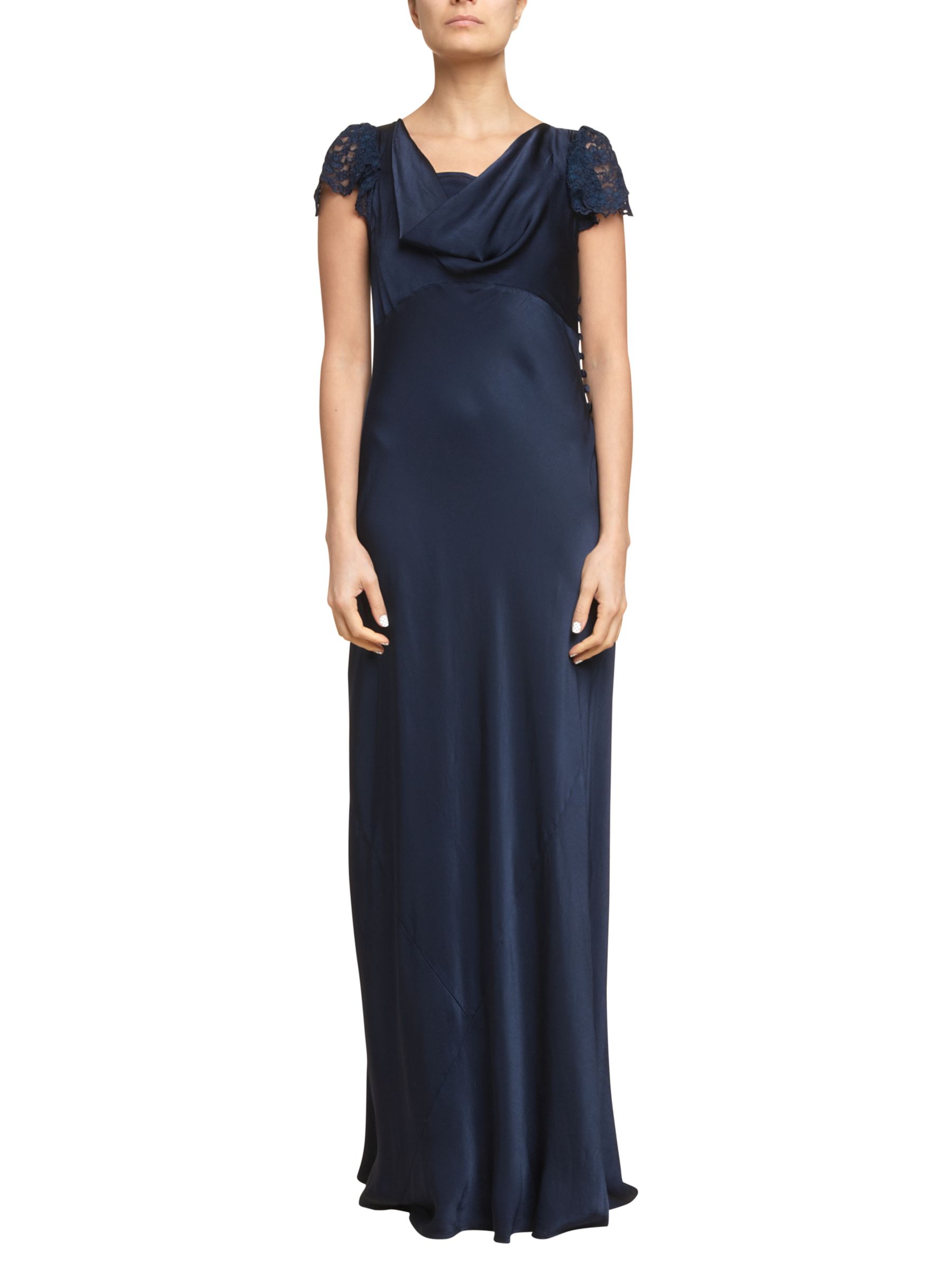 Ghost Scarlett Lace Sleeve Dress, Navy at John Lewis