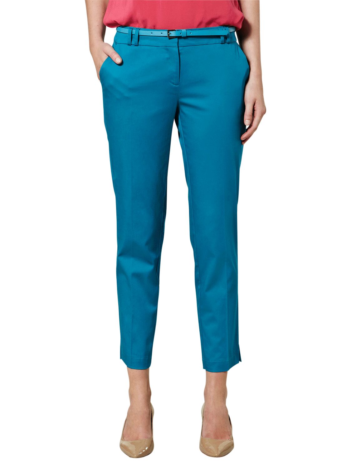 Warehouse slim leg capri trousers, teal
