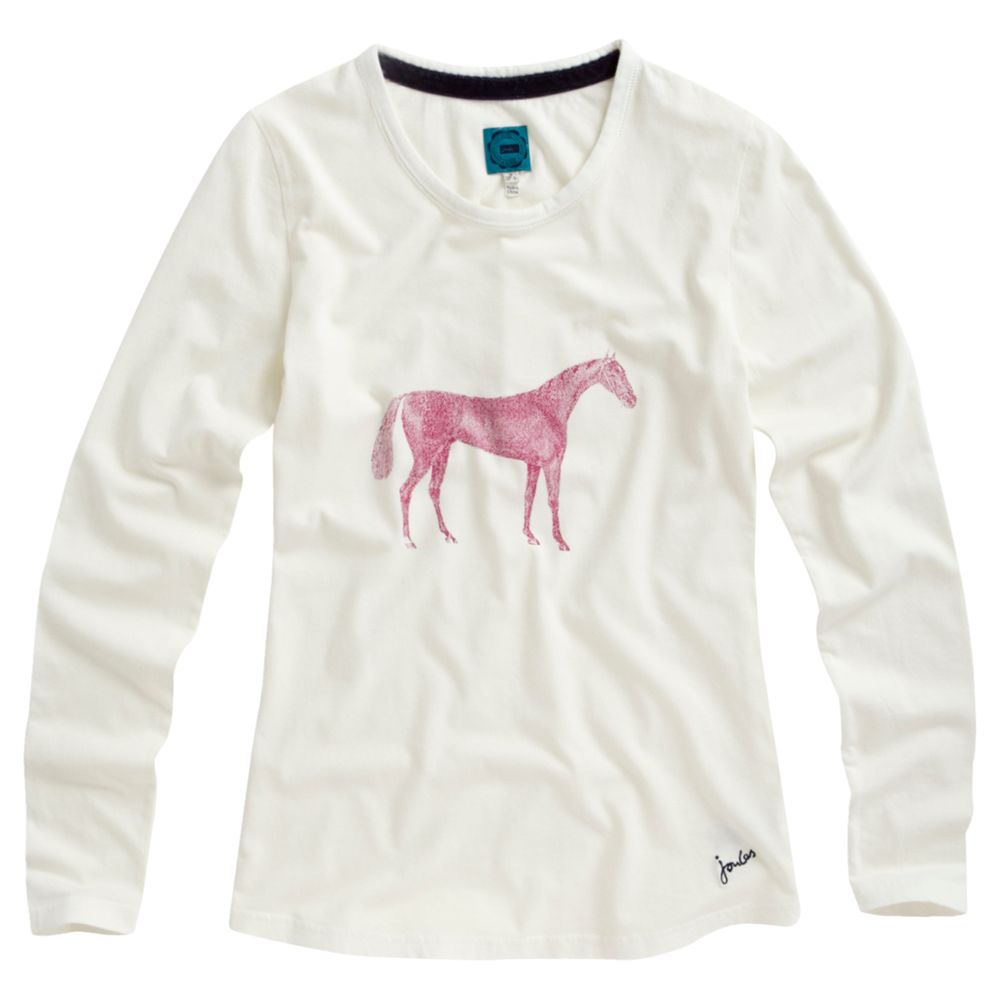 Joules Ginny Horse Print Pyjama Top, Cream