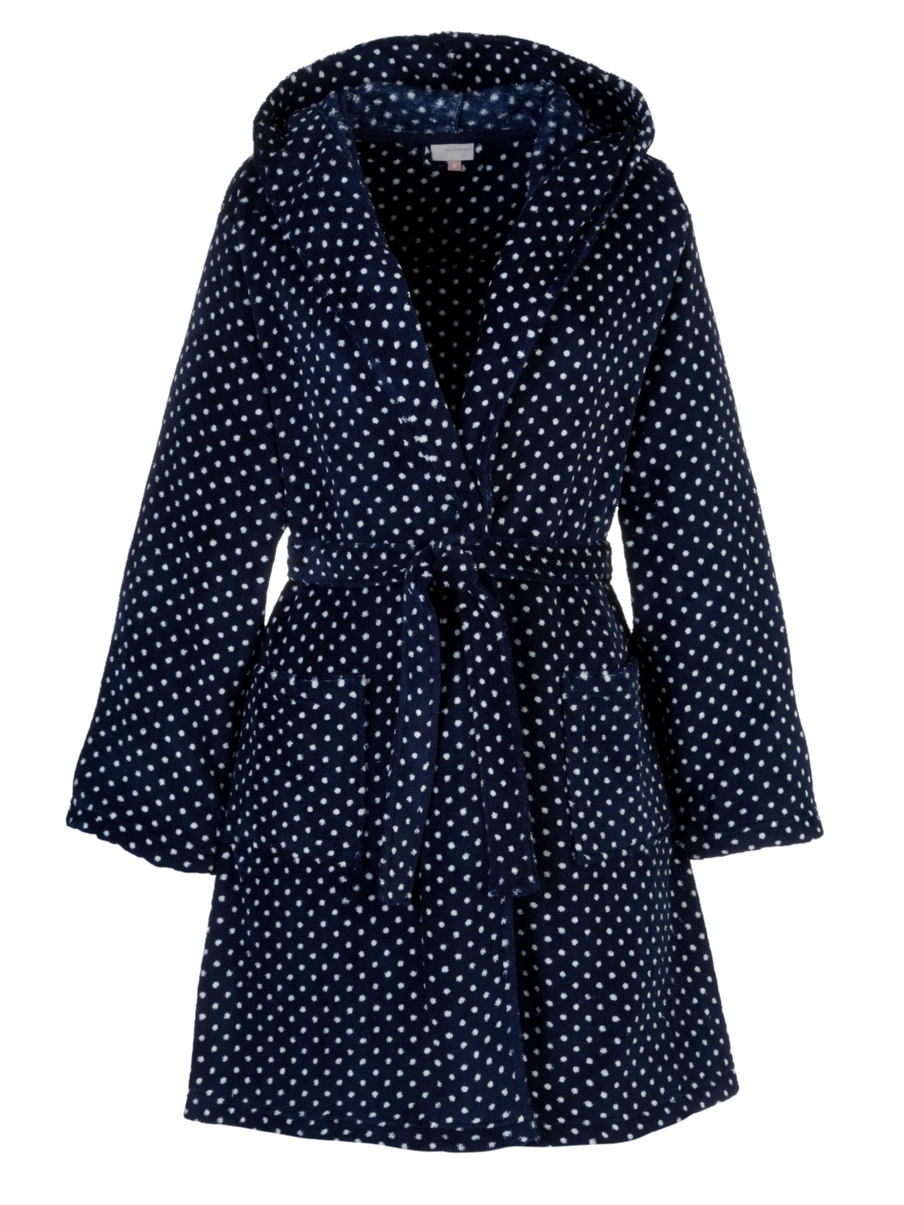 John Lewis Spot Hooded Robe, Blue/White