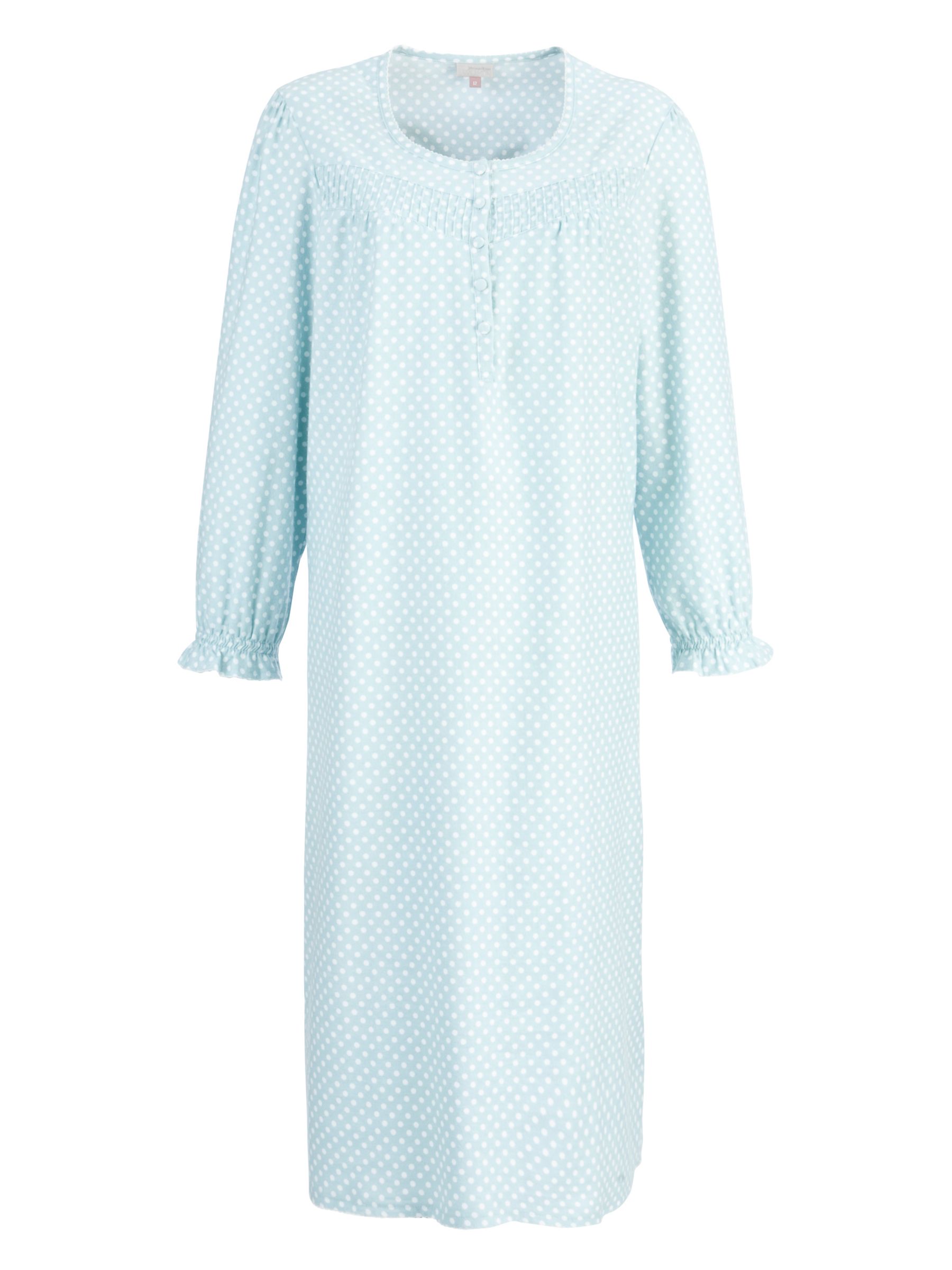 John Lewis Jeanette Spot Nightdress, Duck Egg