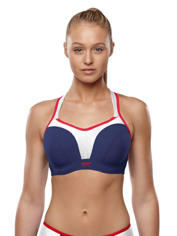Panache Underwired Sports Bra, Red/White/Navy
