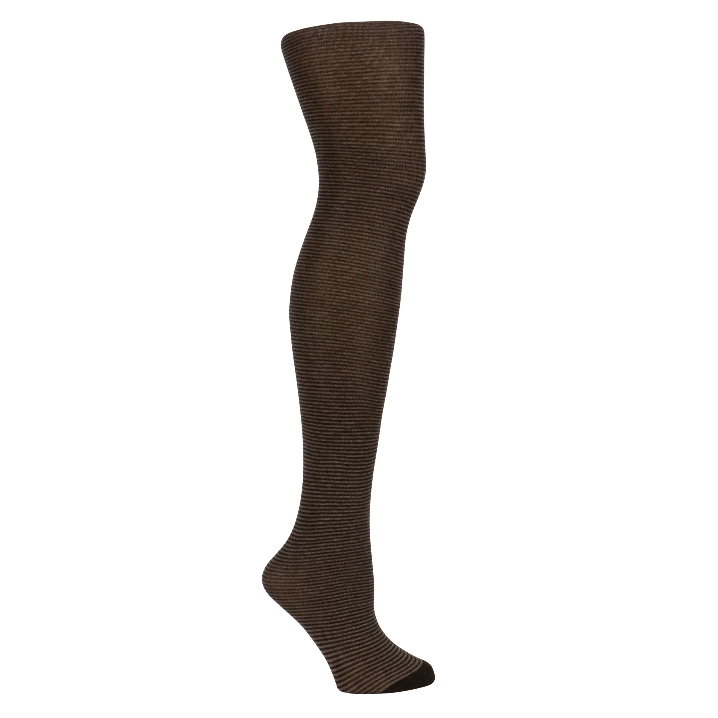 John Lewis Viscose Striped Tights, Brown