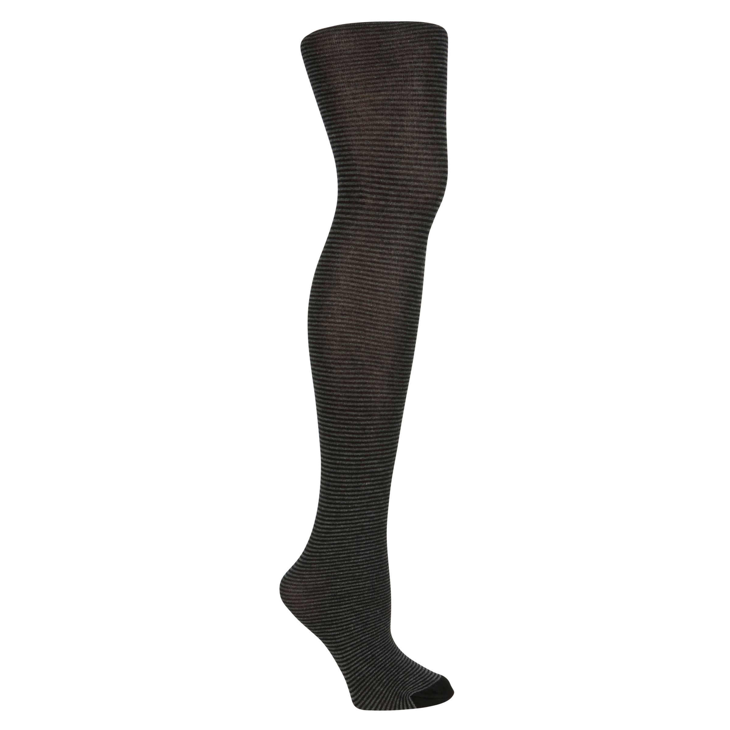 John Lewis Viscose Striped Tights, Black