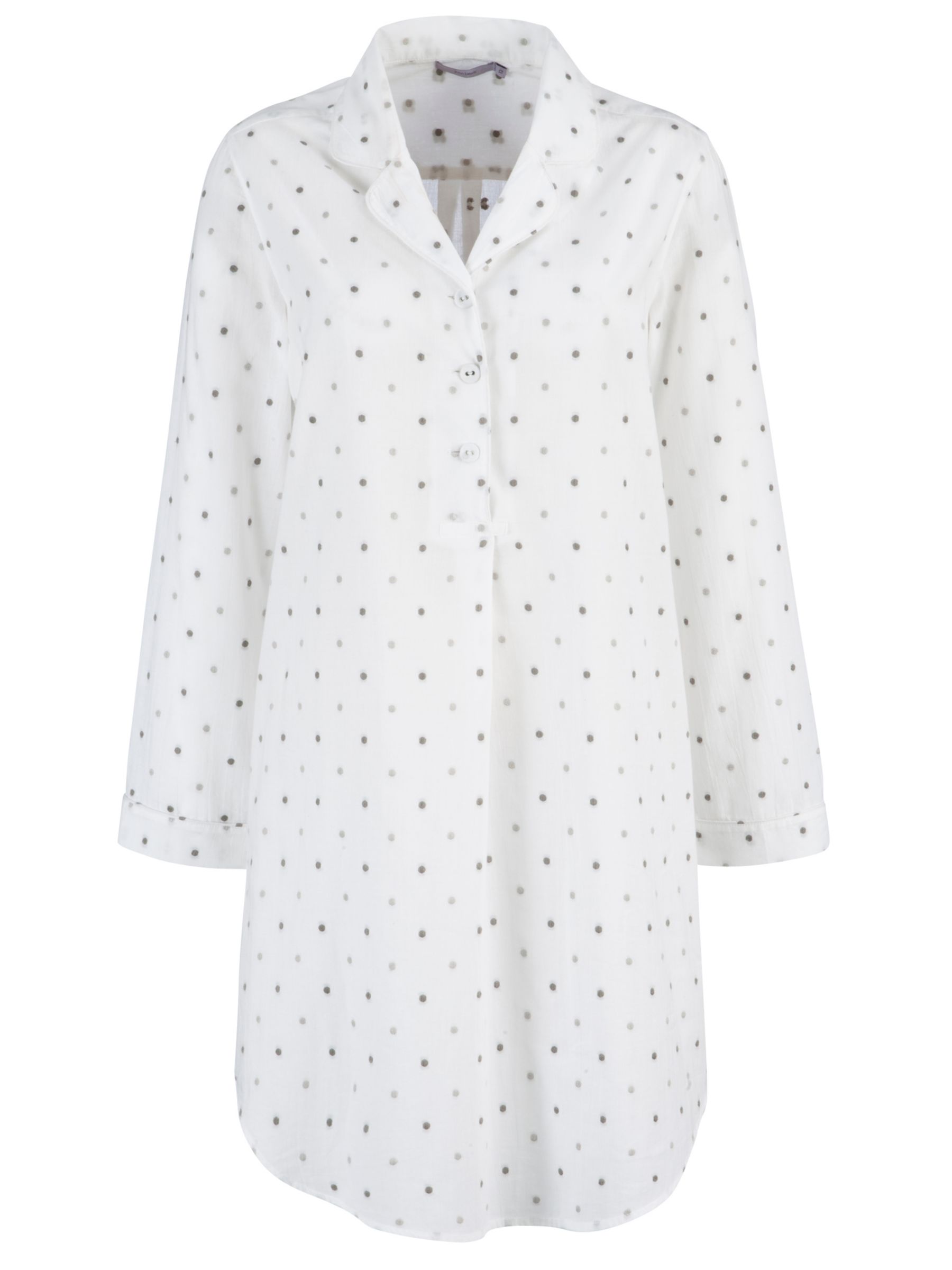 John Lewis Dobby Spot Nightshirt, White/Grey